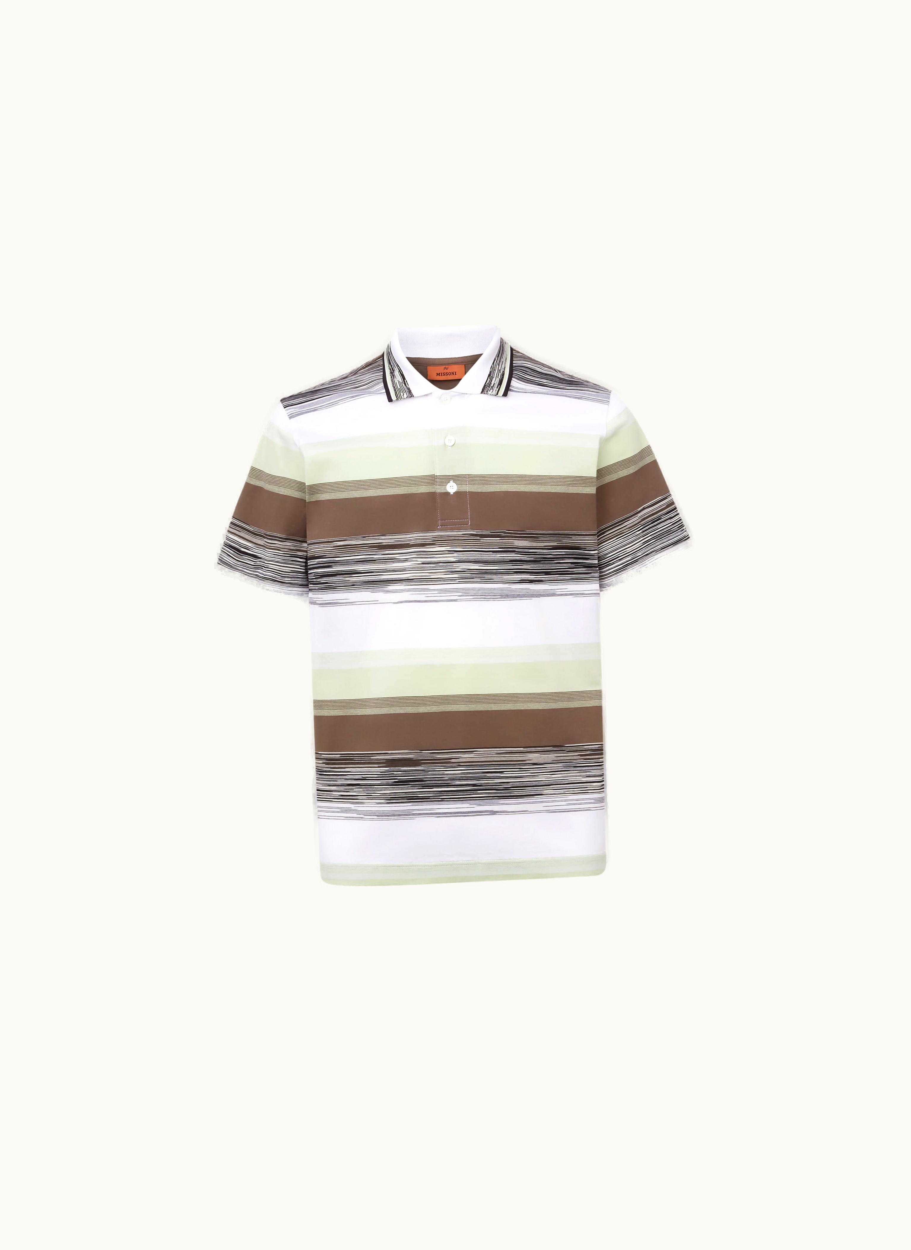 Missoni Missoni Short-sleeved Polo Shirt In Slub Cotton Jersey Green
