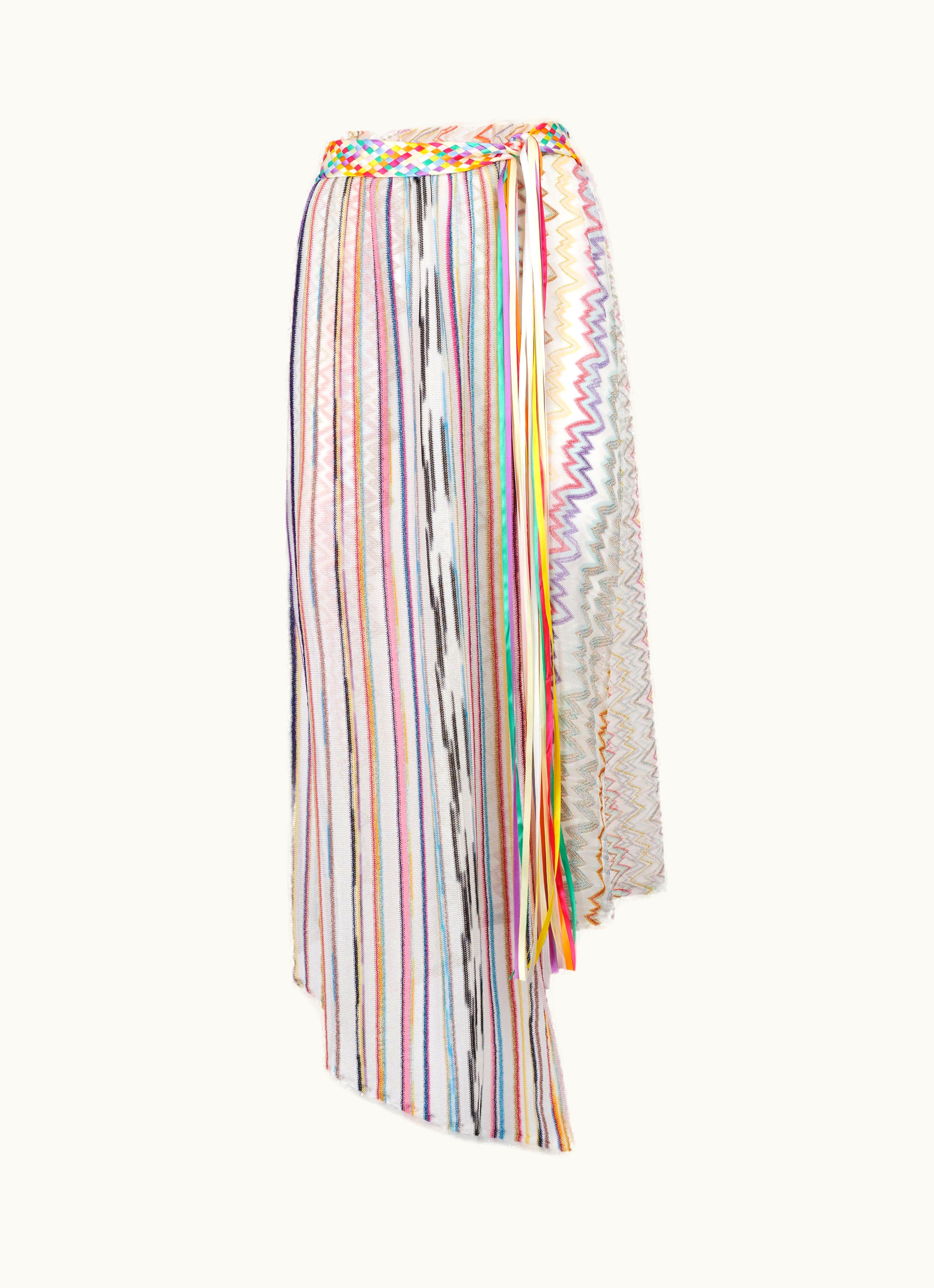 Missoni Missoni Midi Skirt With Braided Belt Multicoloured Lamé Patchwork