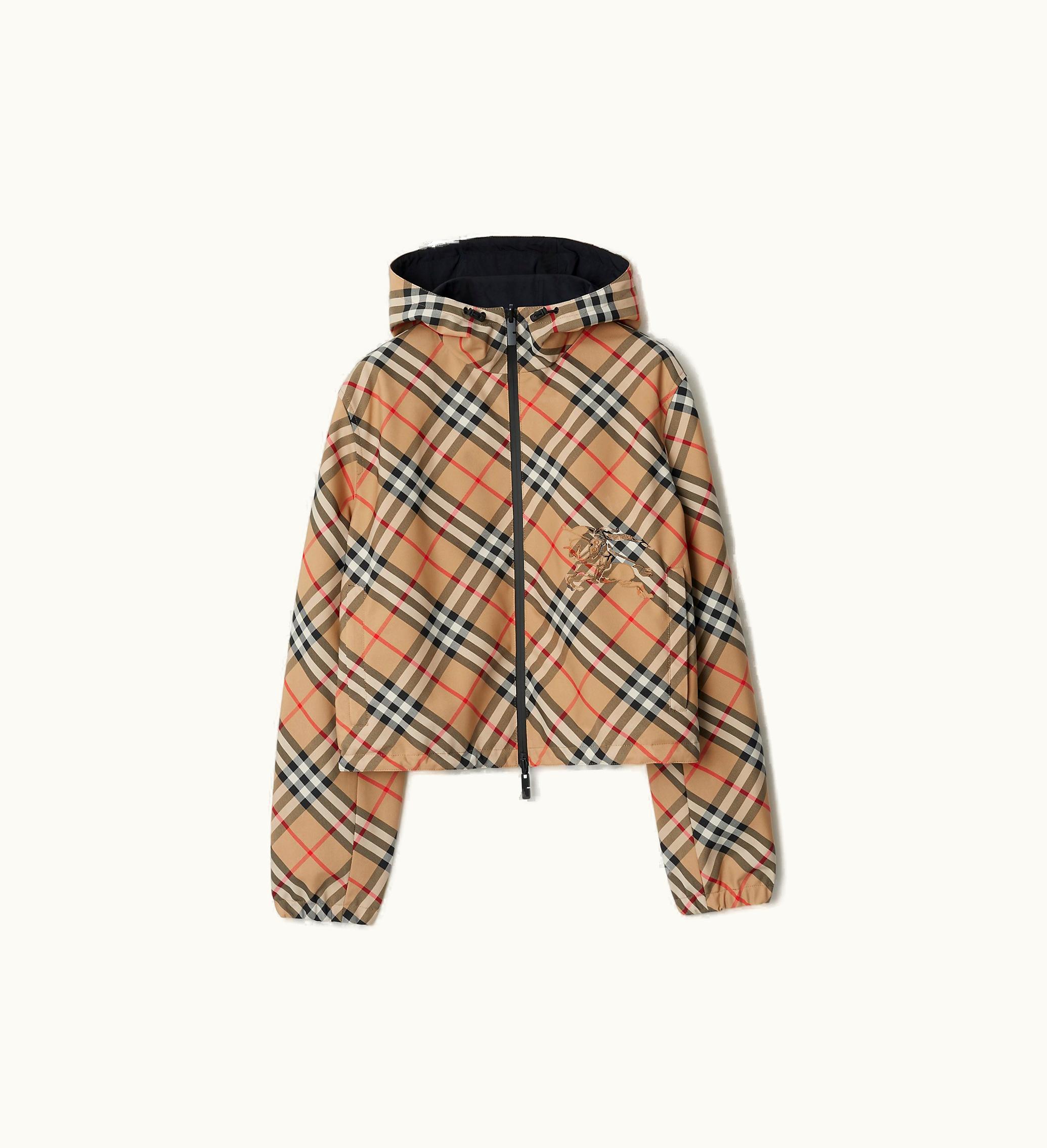 Burberry Burberry Cropped Reversible Check Jacket In Sand - Women, Nylon