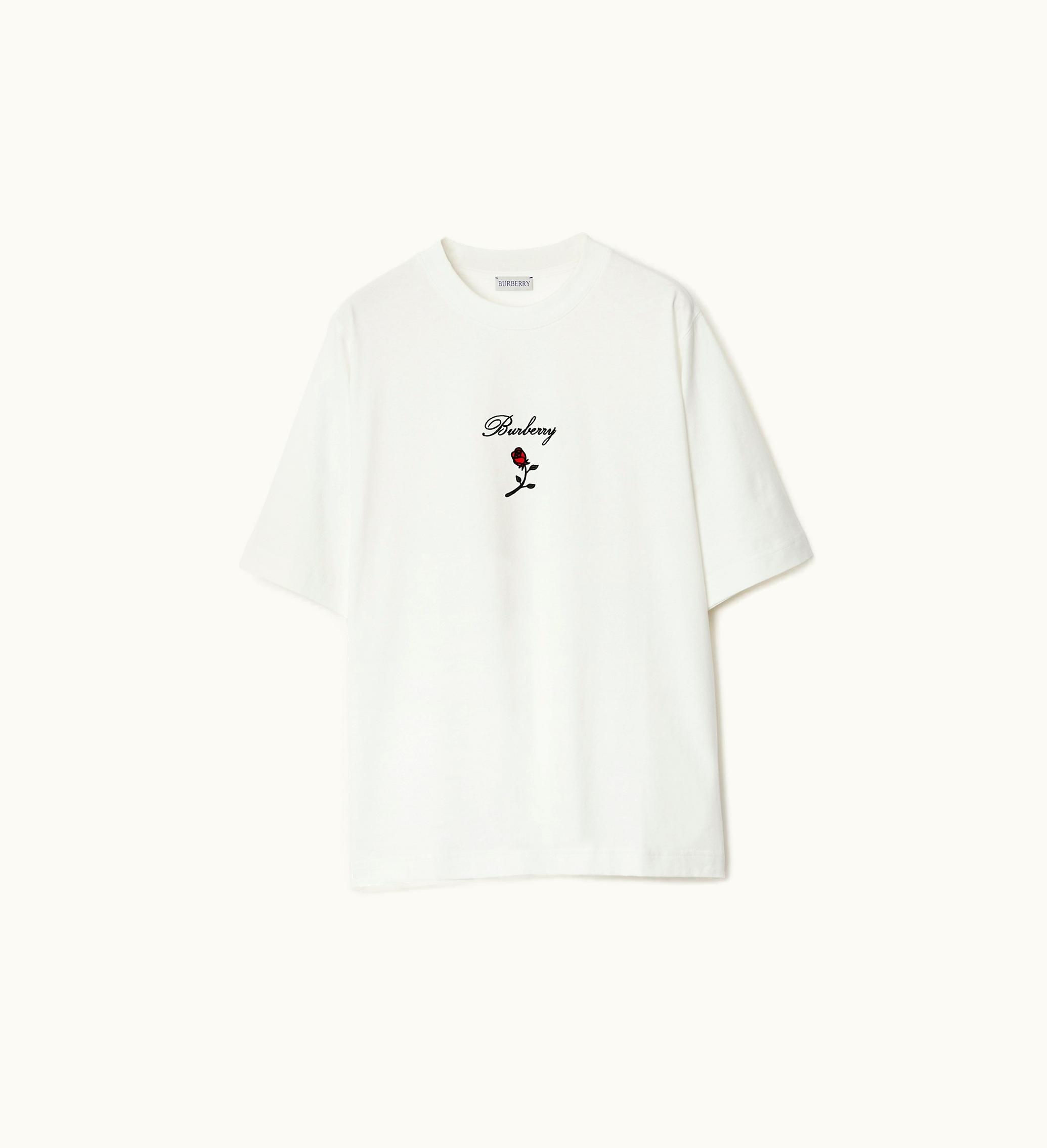 Burberry Burberry Rose Cotton T-shirt In Rain - Women