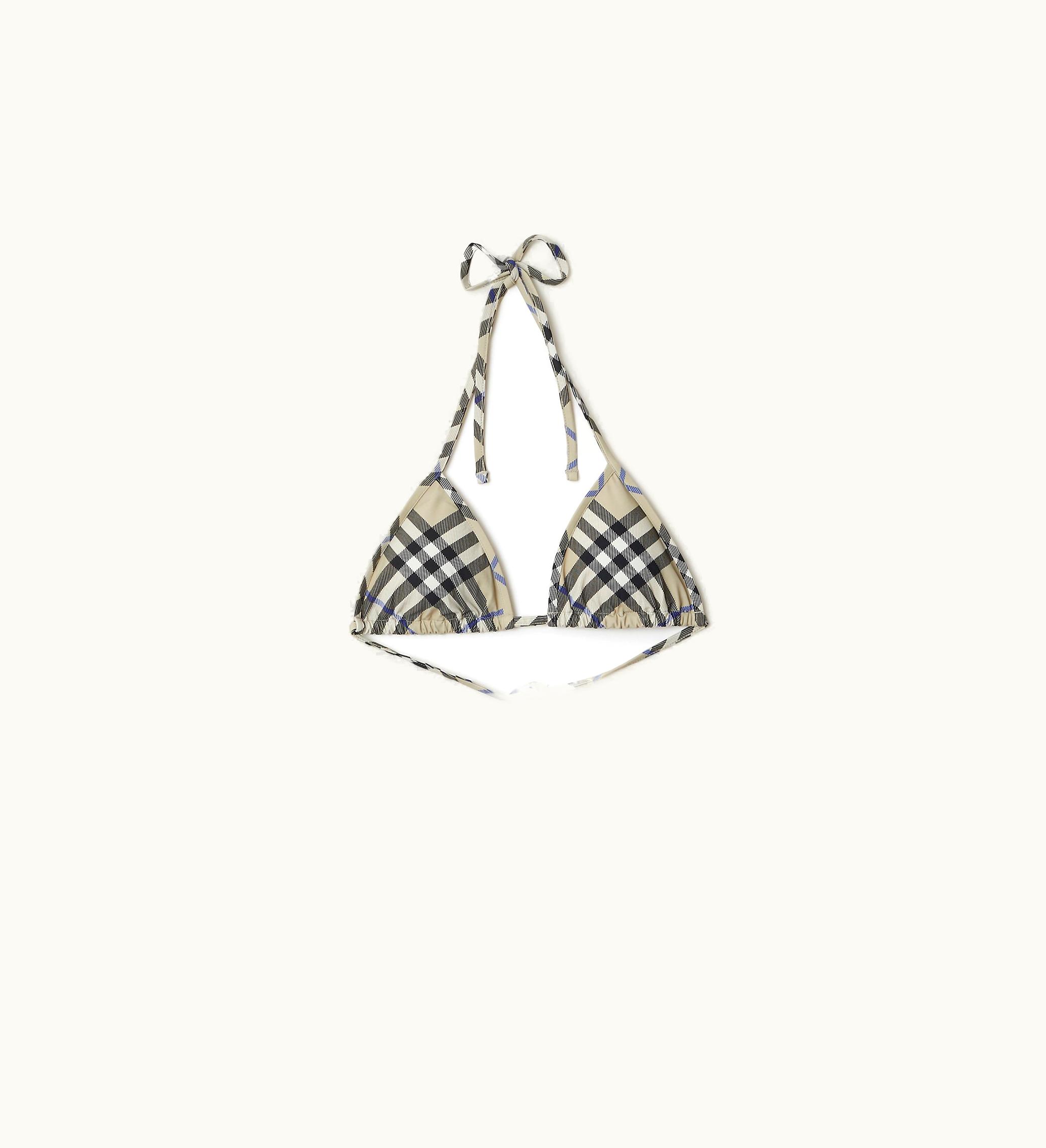 Burberry Burberry Check Bikini Top In Lichen - Women, Nylon
