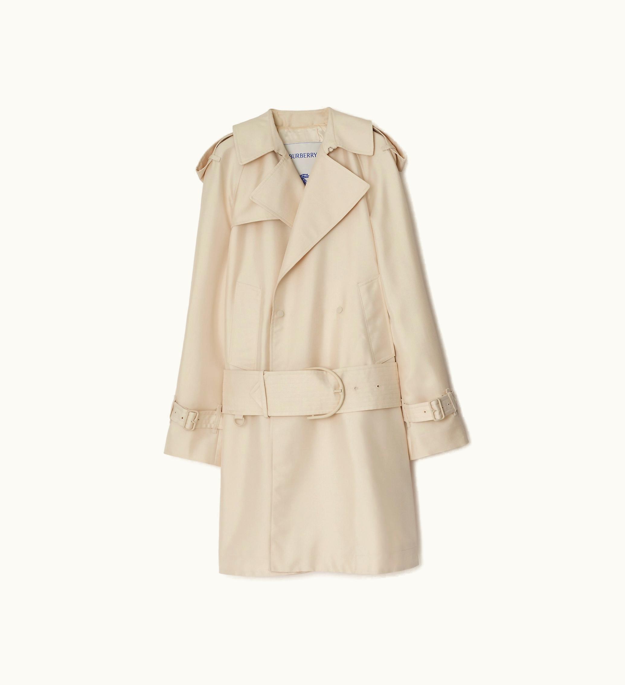 Burberry Burberry Mid-length Silk Blend Trench Coat In Grain - Women, Nylon