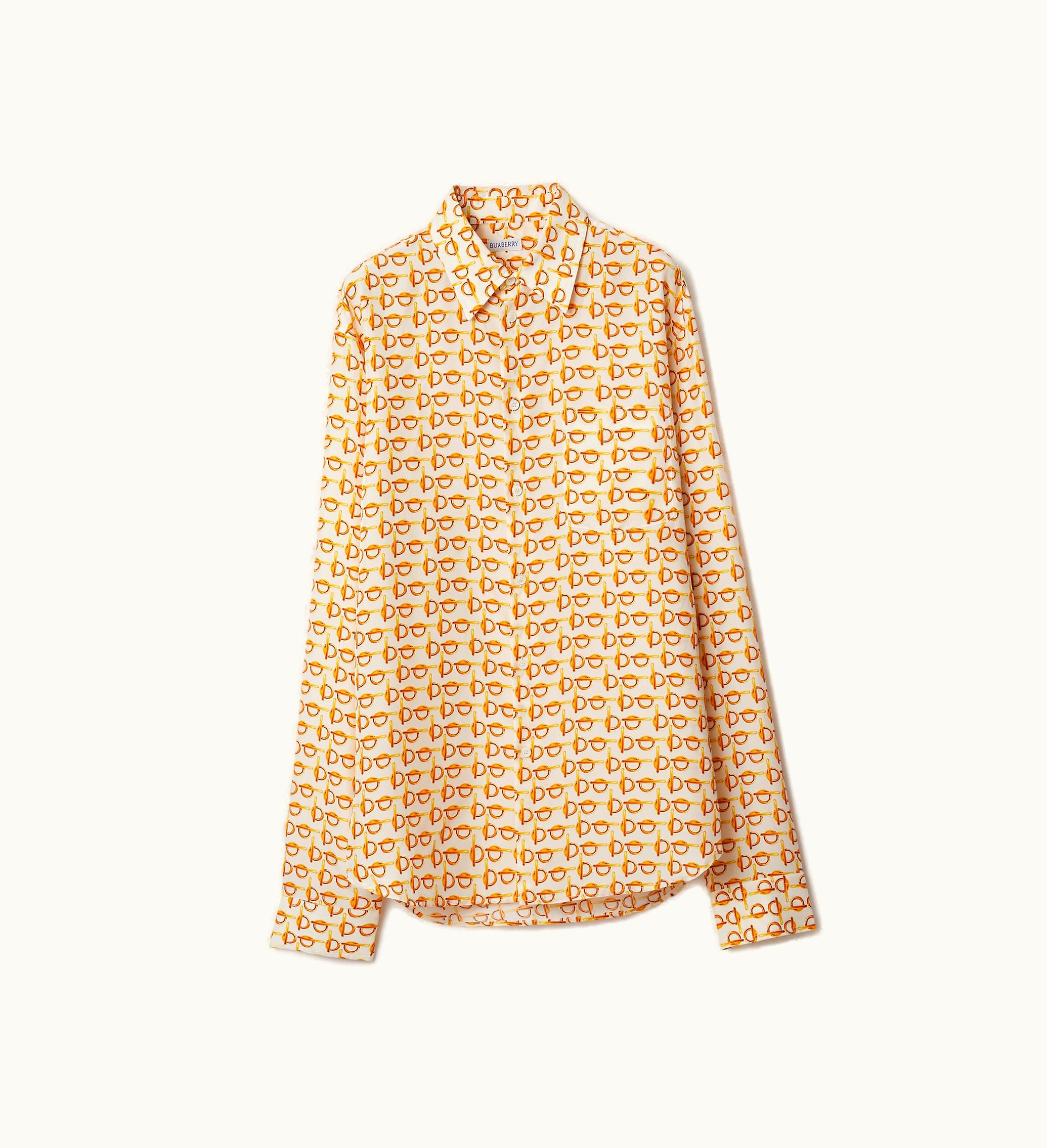Burberry Burberry B Silk Shirt In Gold / White - Women