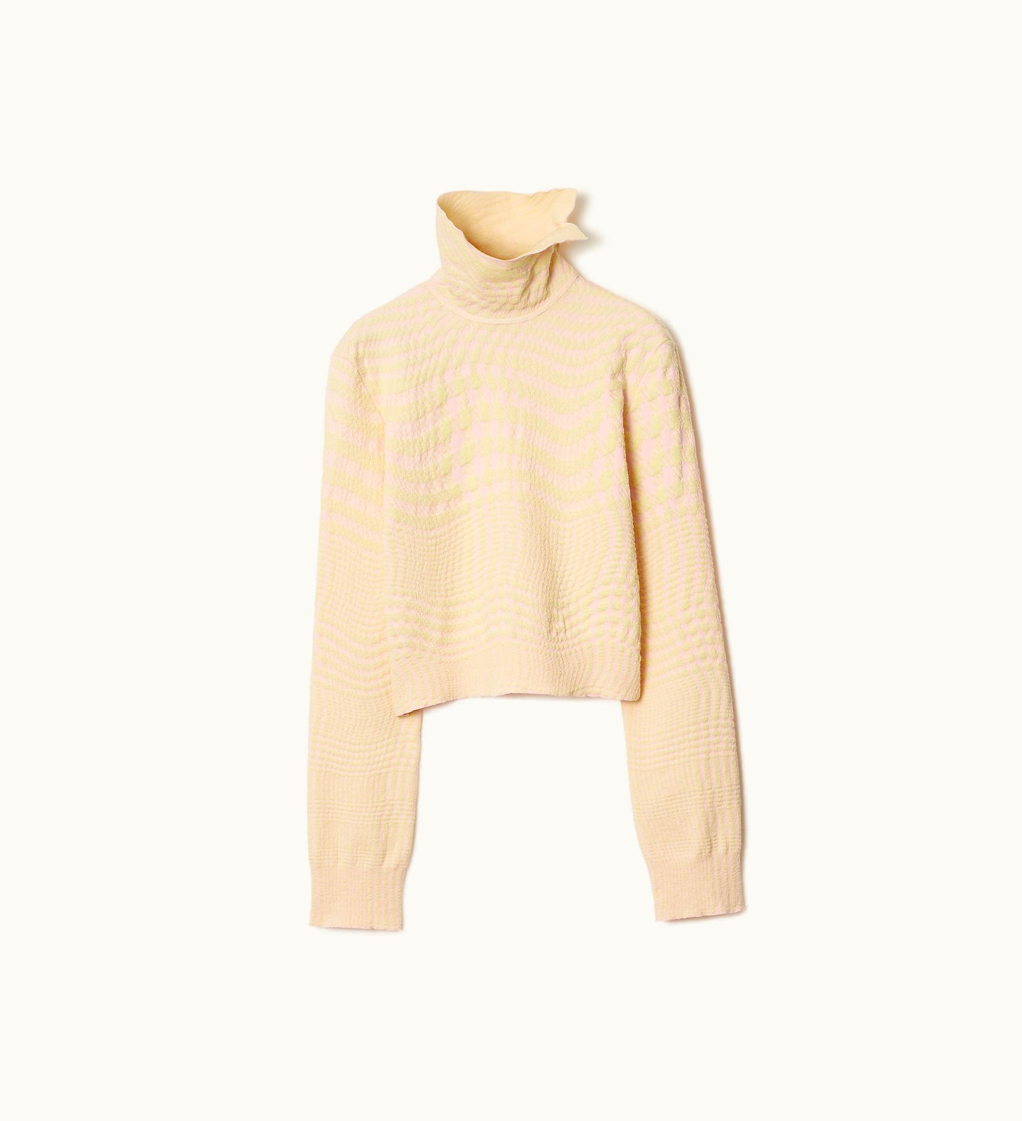 Burberry Burberry Warped Houndstooth Wool Blend Sweater In Cameo - Women, Technical