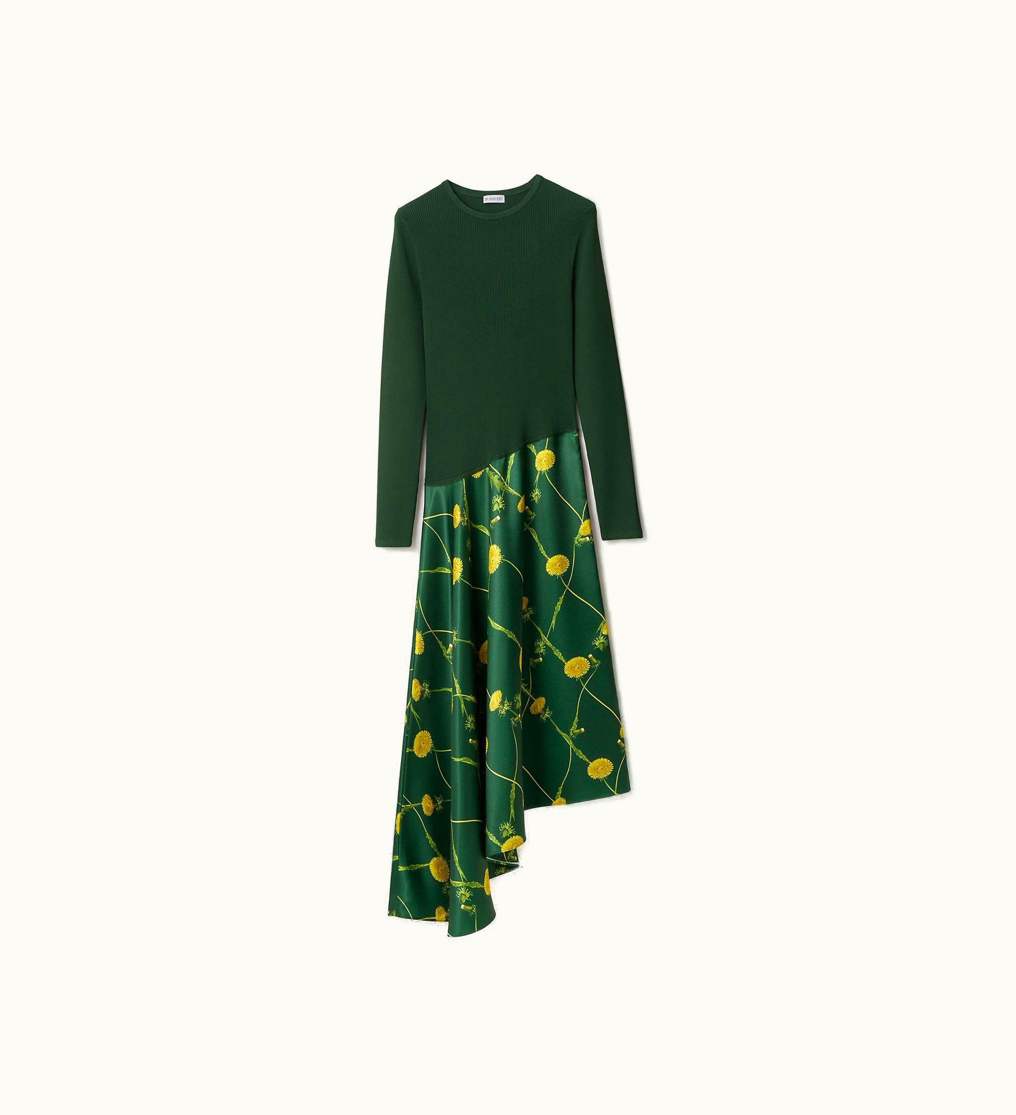 Burberry Burberry Dandelion Dress In Ivy - Women, Mixed Fabrics