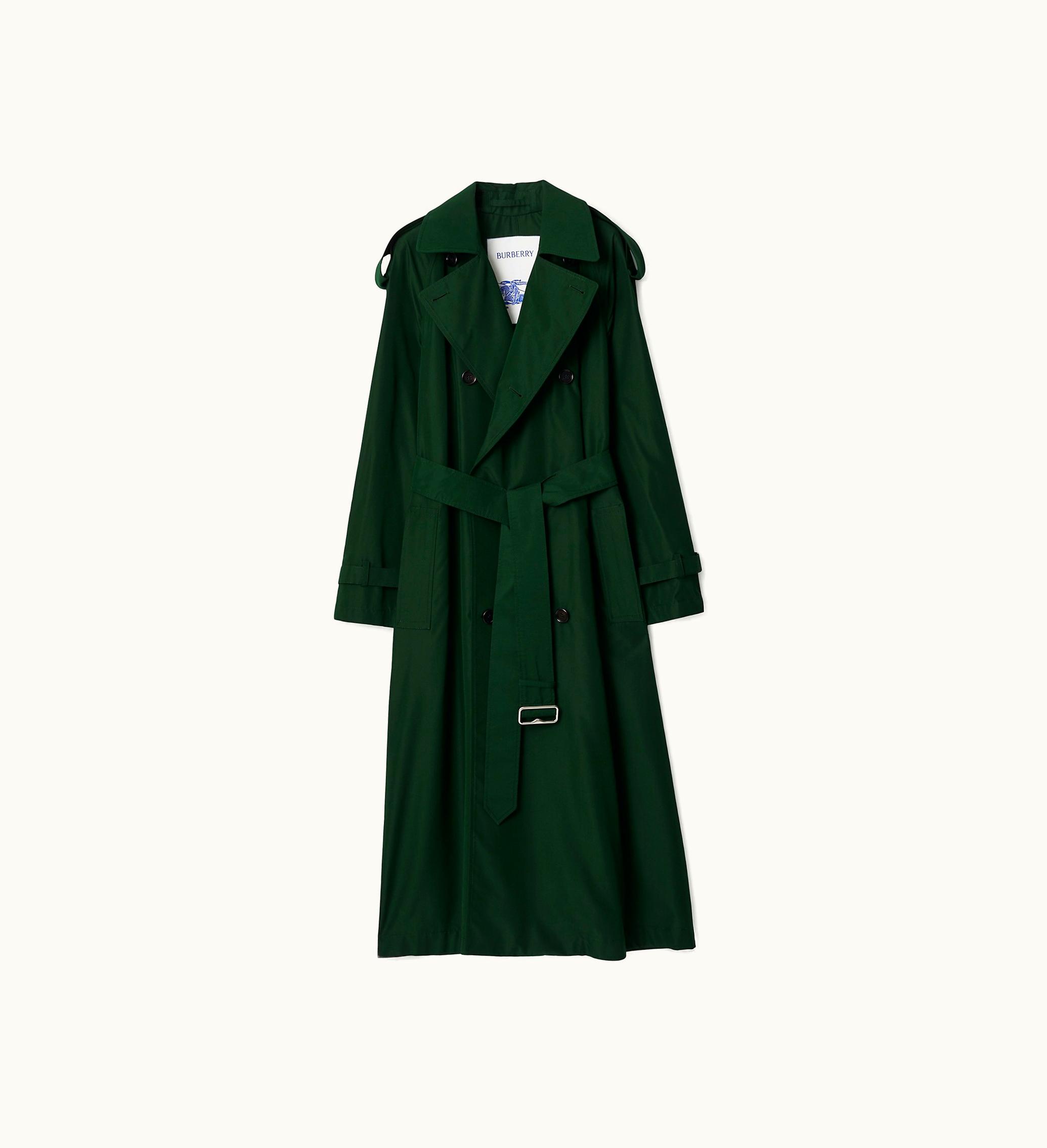 Burberry Burberry Long Silk Trench Coat In Ivy - Women