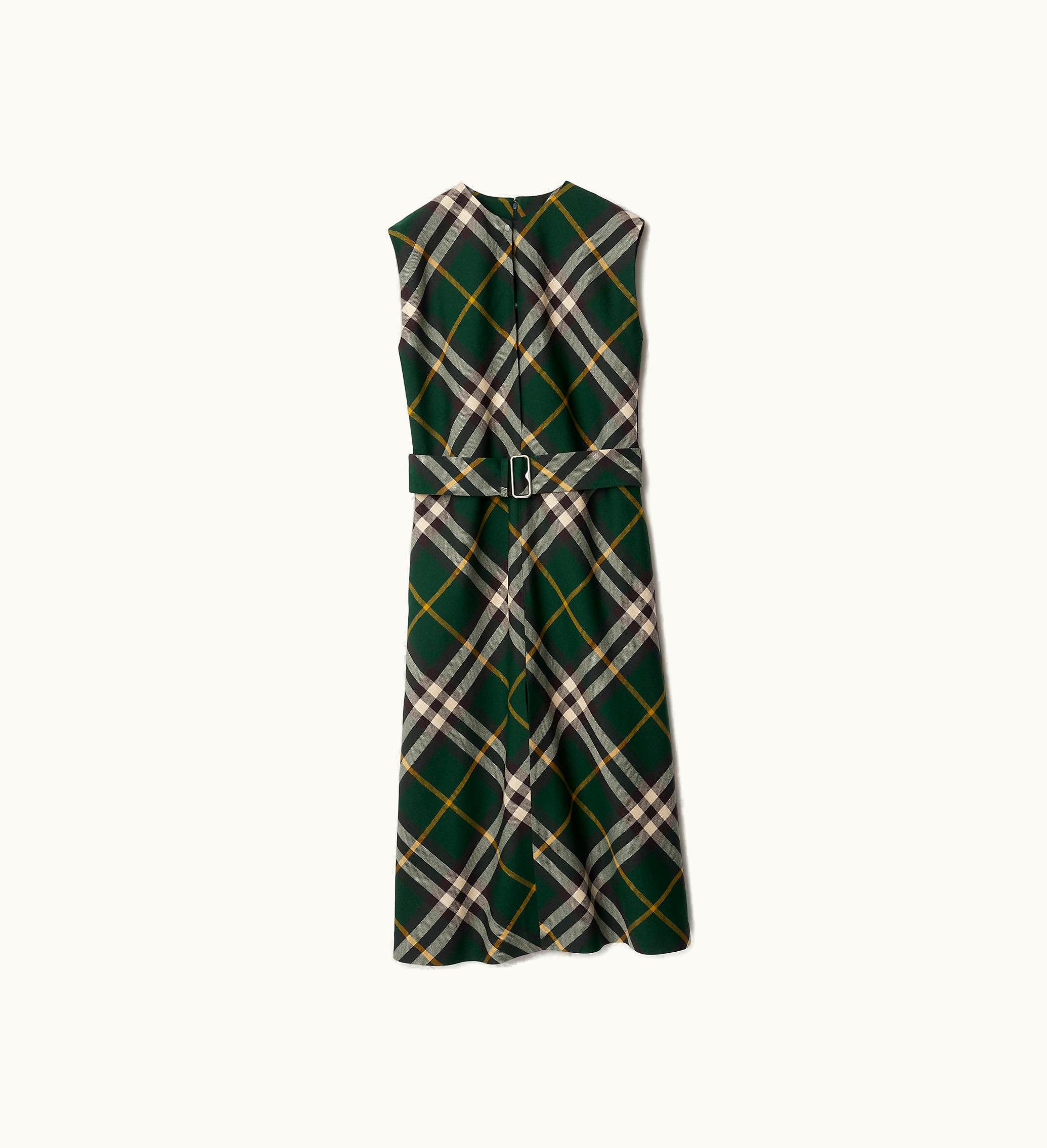 Burberry Burberry Check Wool Dress In Ivy - Women