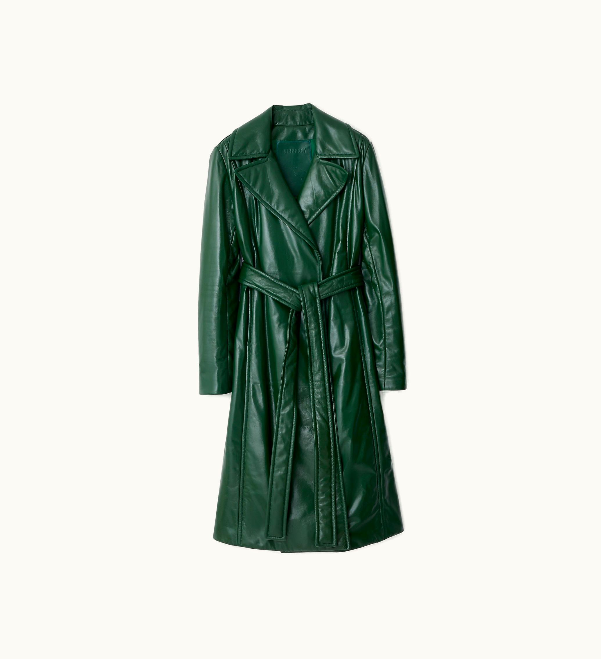 Burberry Burberry Faux Fur Collar Leather Coat In Ivy - Women