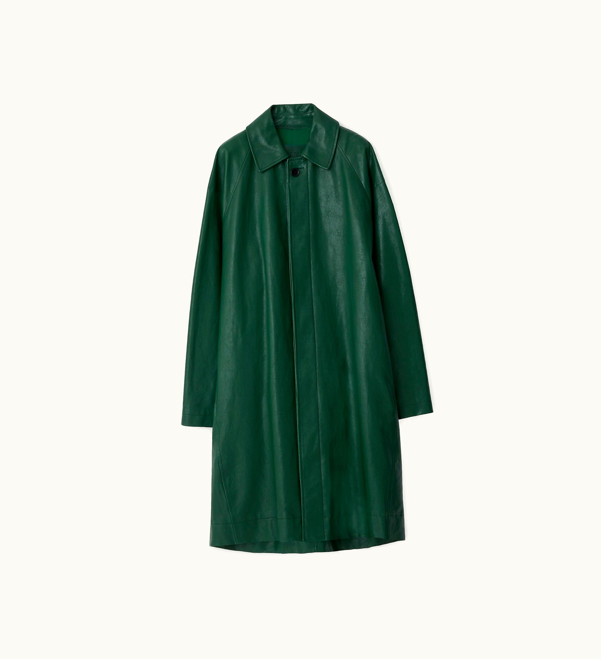 Burberry Burberry Long Leather Car Coat In Ivy - Women