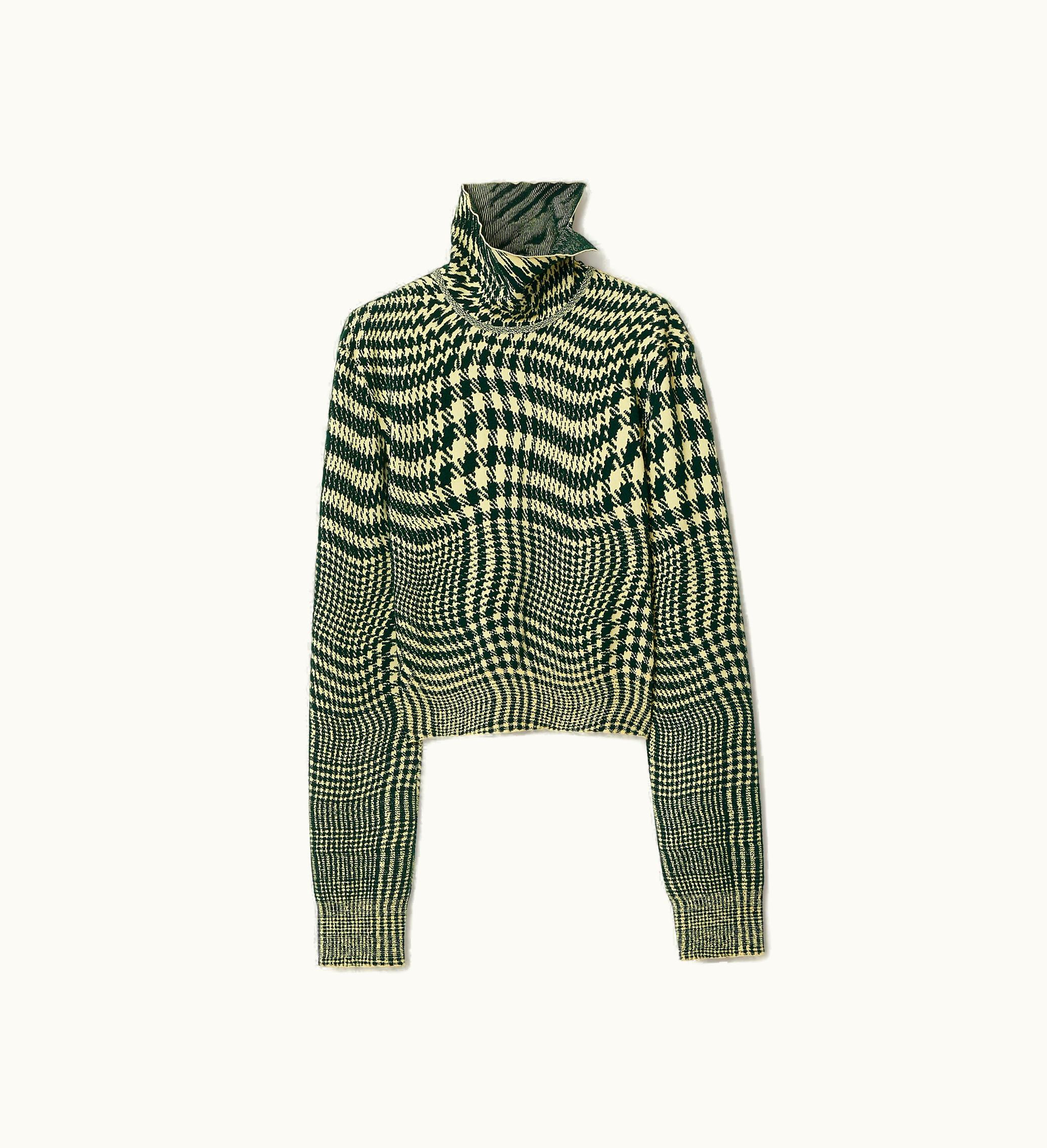 Burberry Burberry Warped Houndstooth Wool Blend Sweater In Sherbet - Women