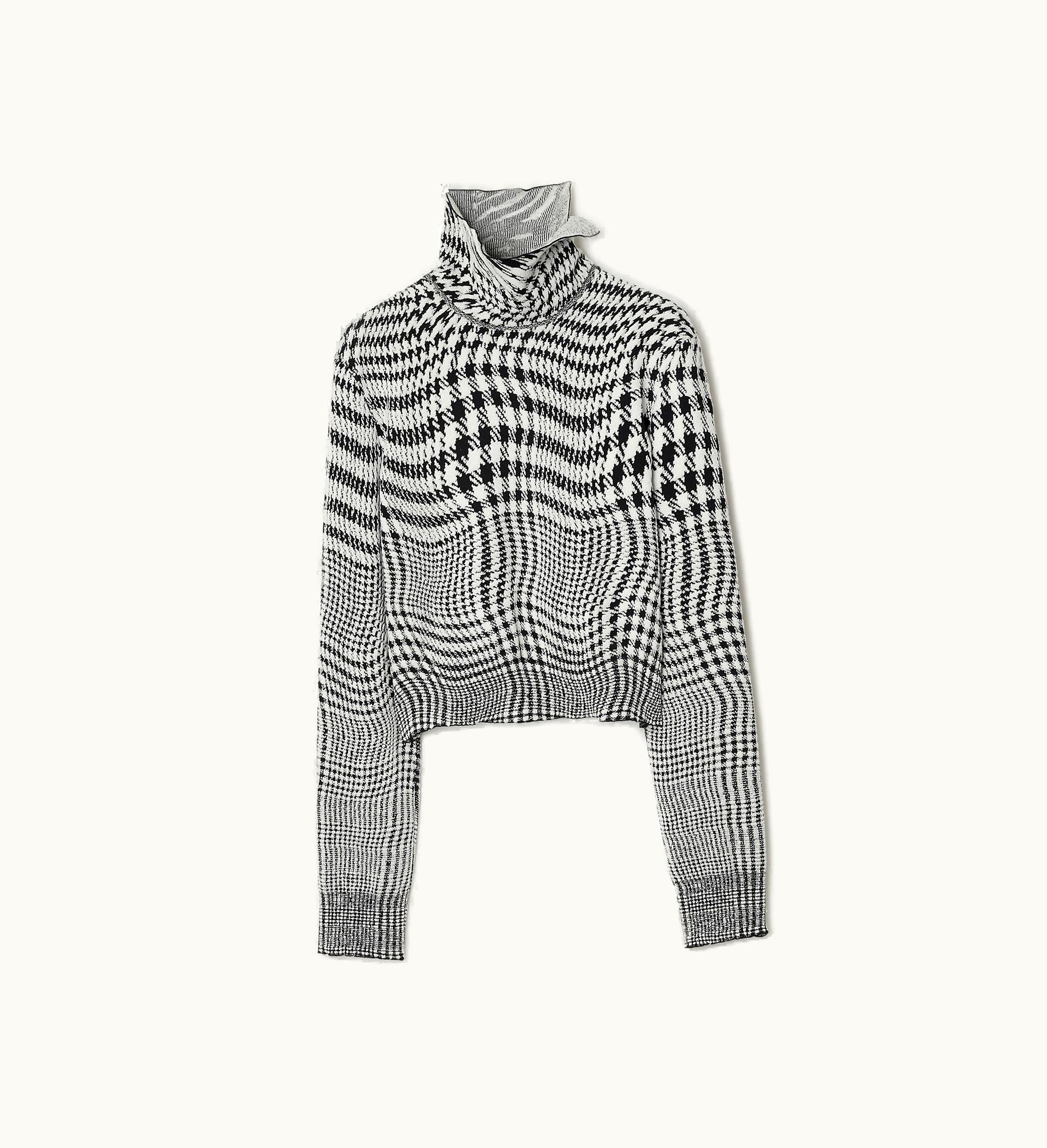Burberry Burberry Warped Houndstooth Wool Blend Sweater In Monochrome - Women, Technical