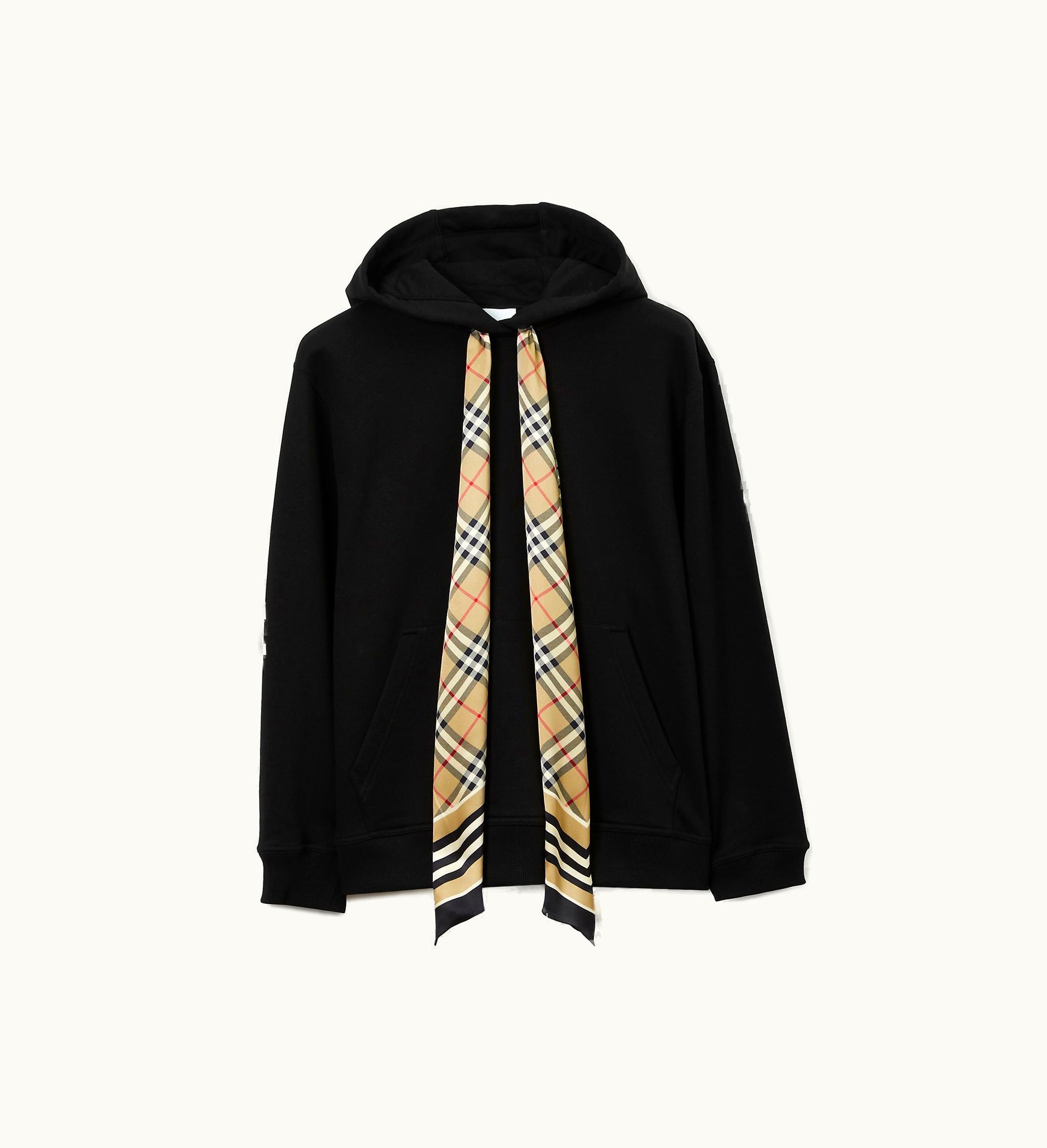 Burberry Burberry Scarf Detail Cotton Oversized Hoodie In Black - Women