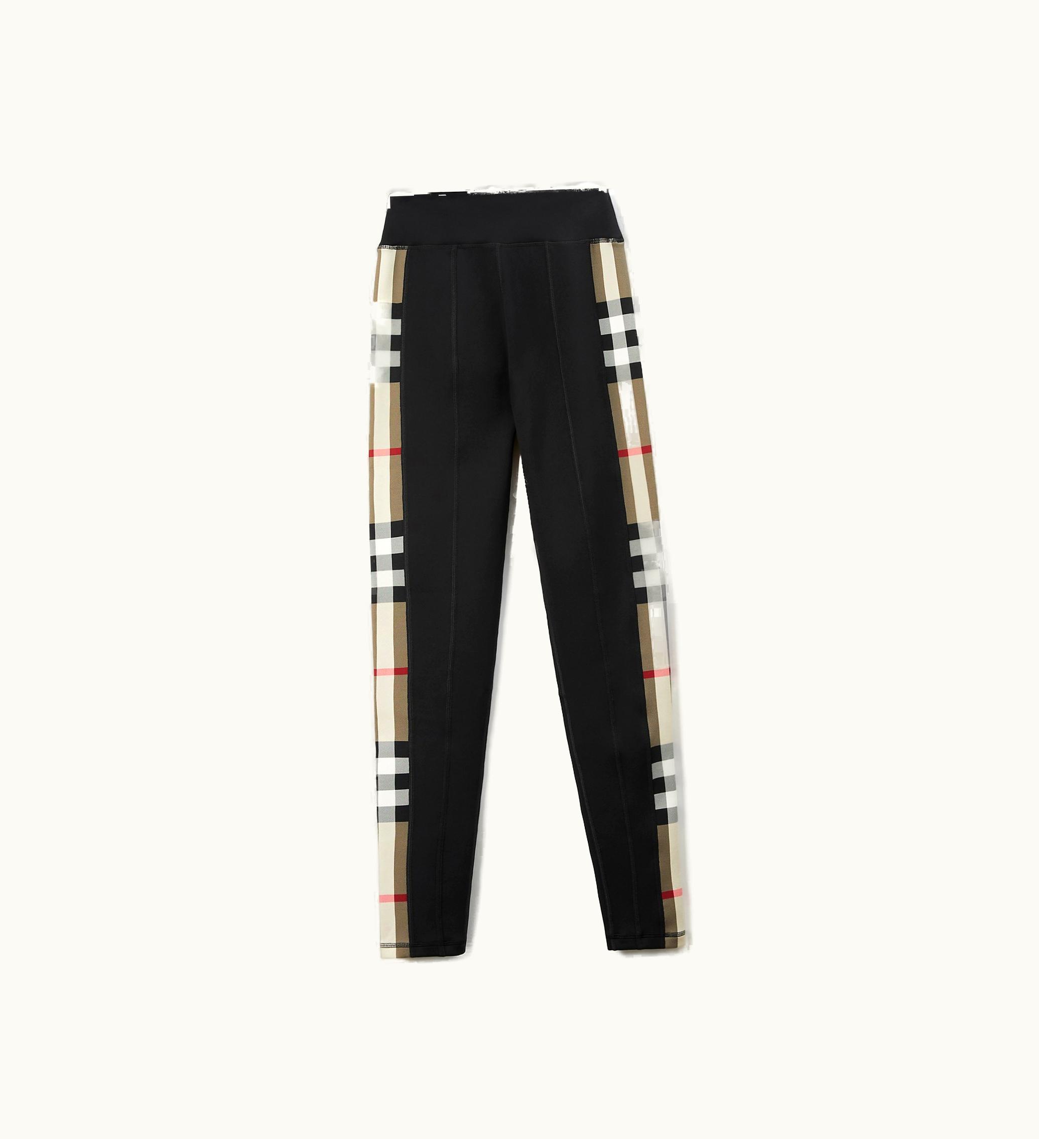 Burberry Burberry Check Trim Stretch Jersey Leggings In Black - Women, Nylon