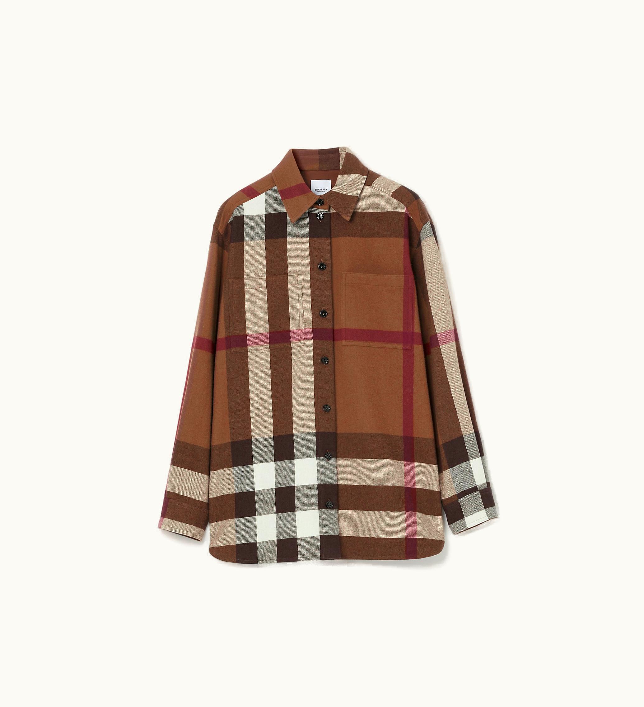 Burberry Burberry Check Wool Cotton Flannel Shirt In Dark Birch Brown - Women