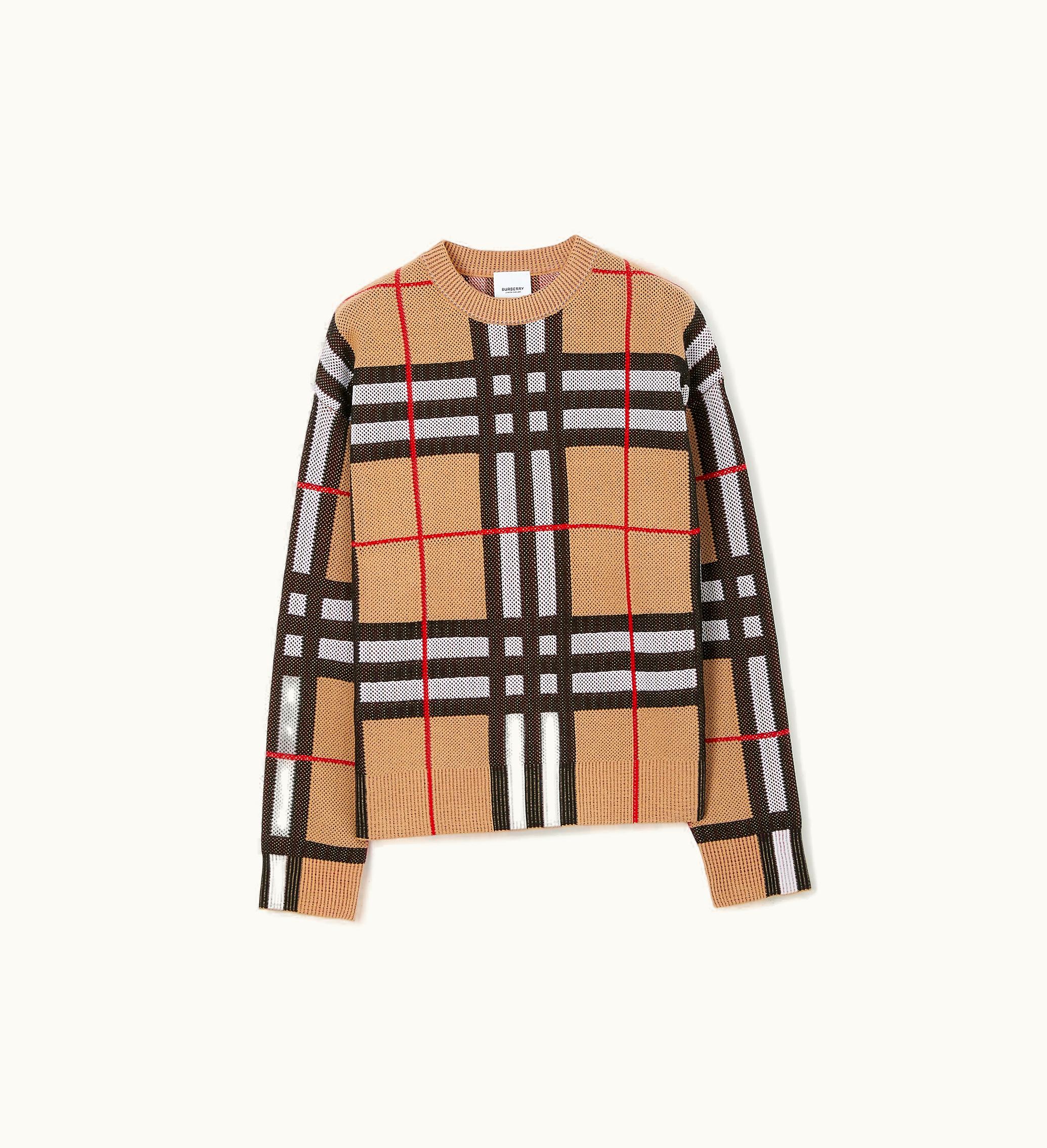 Burberry Burberry Check Technical Cotton Sweater In Archive Beige - Women, Nylon