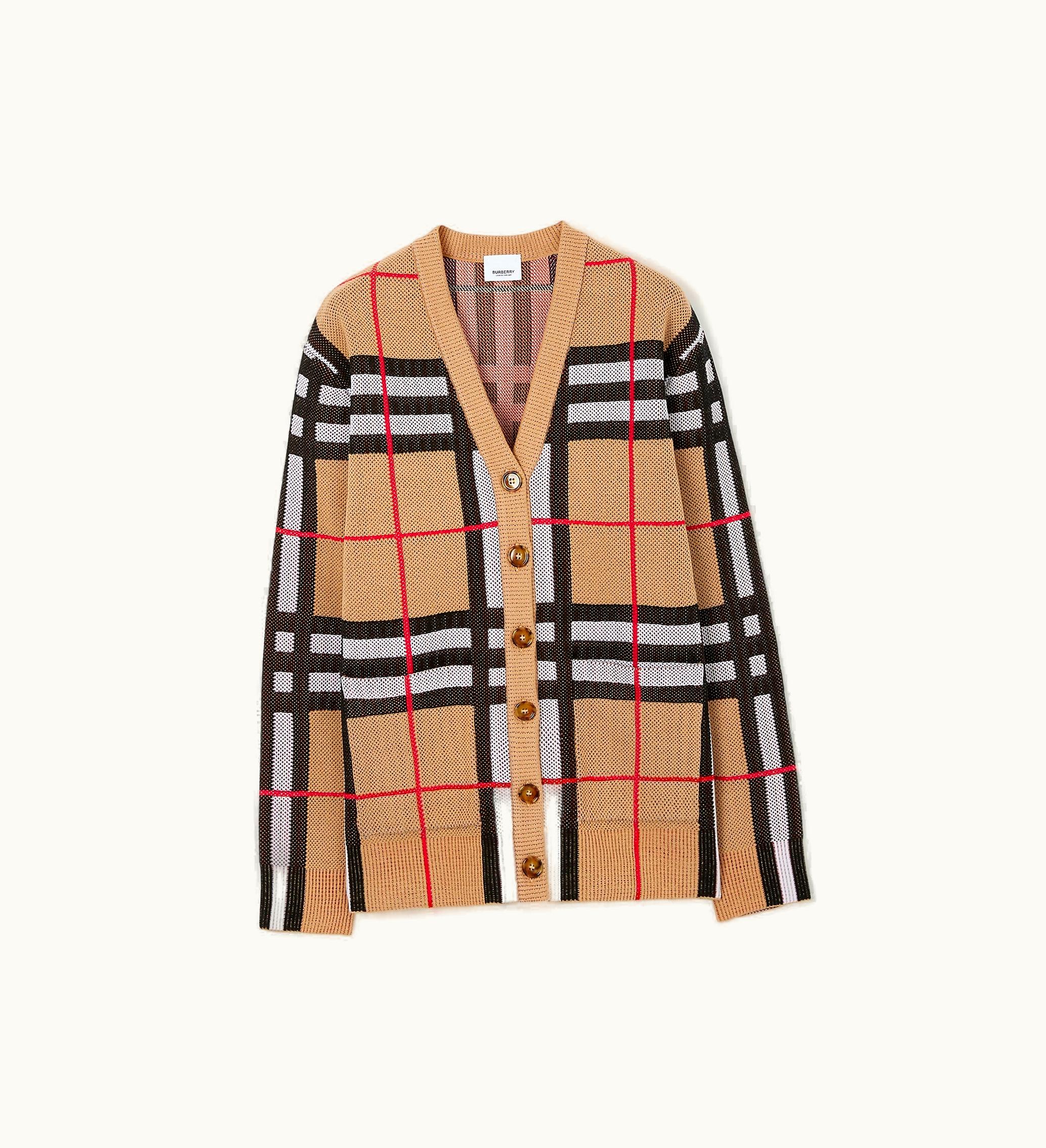 Burberry Burberry Check Technical Cotton Cardigan In Archive Beige - Women, Nylon