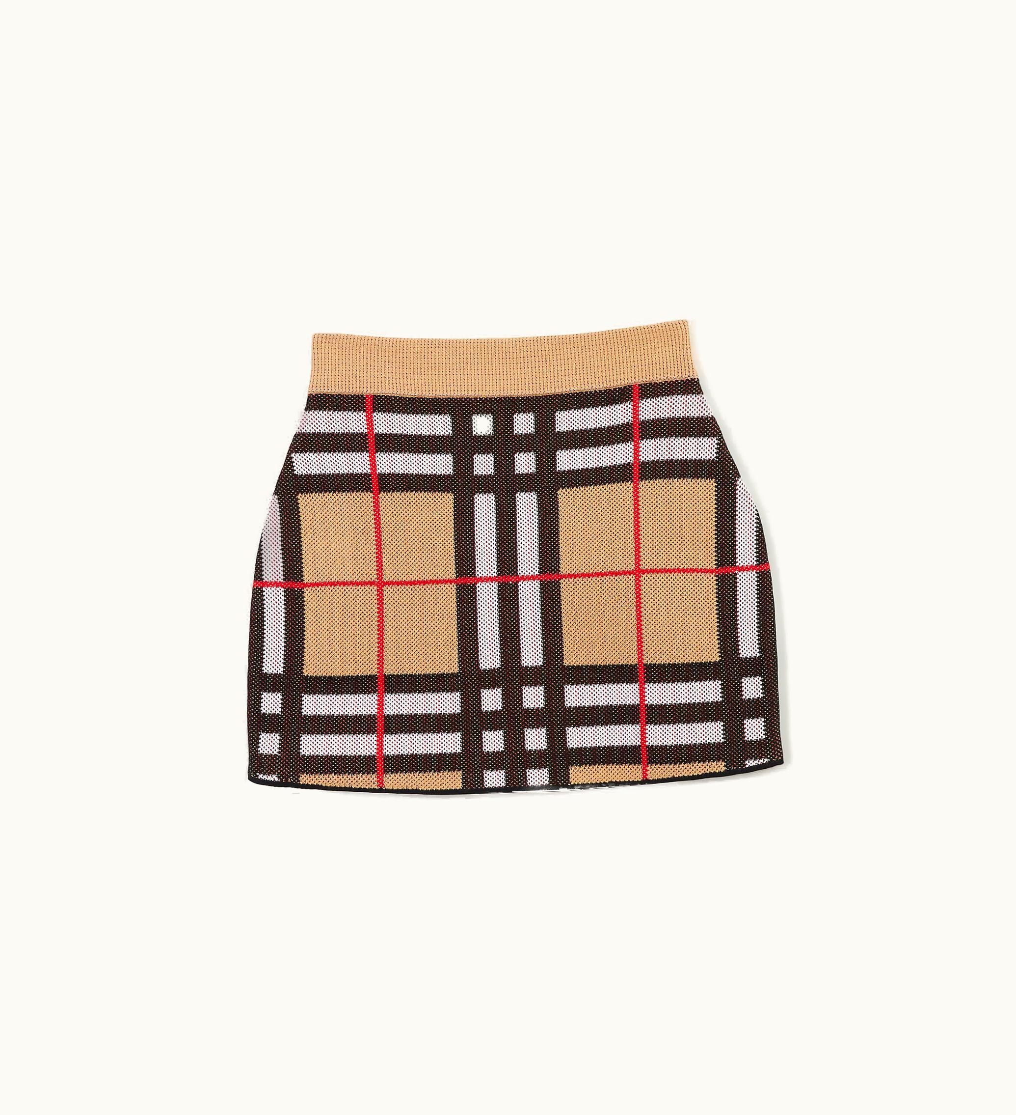 Burberry Burberry Check Technical Cotton Mini Skirt In Archive Beige - Women, Nylon