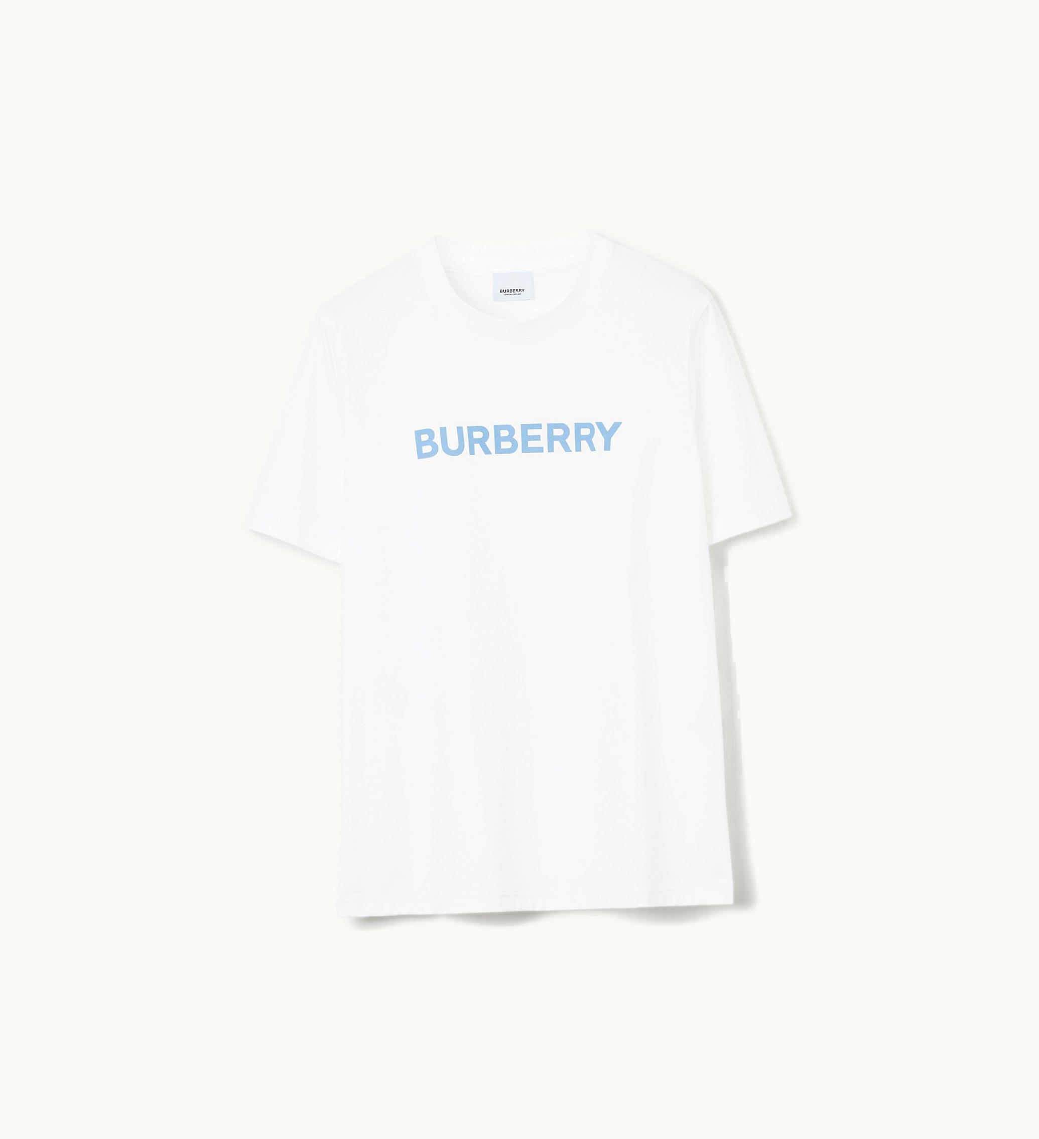 Burberry Burberry Logo Print Cotton T-shirt In White / Blue - Women