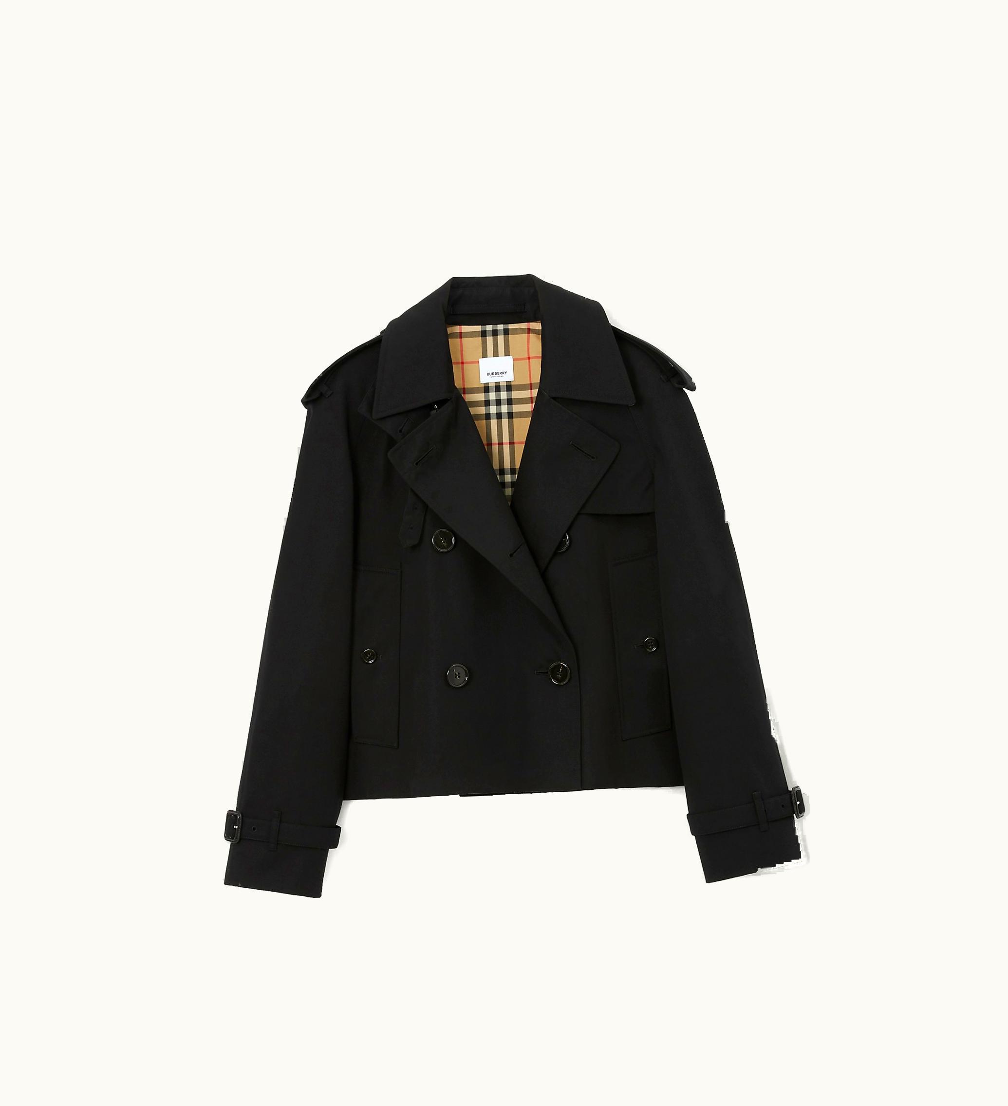 Burberry Burberry Cropped Gabardine Trench Jacket In Black - Women, Cotton