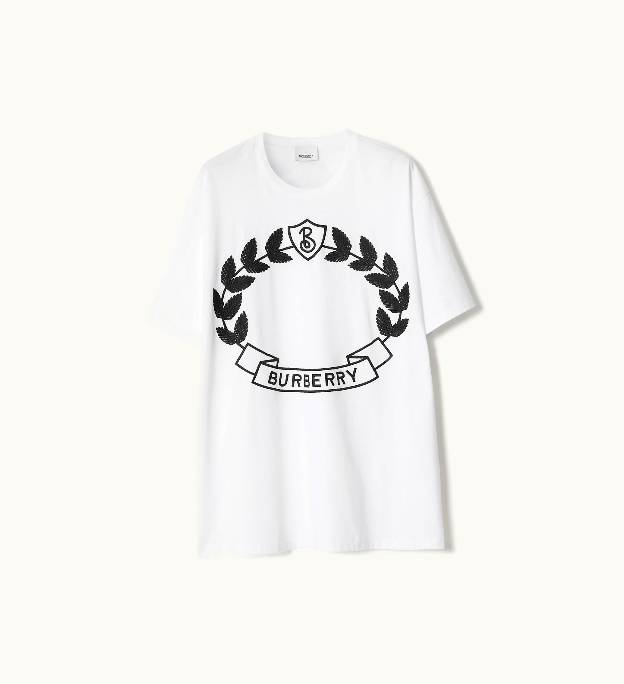 Burberry Burberry Oak Leaf Crest Cotton Oversized T-shirt In White - Women