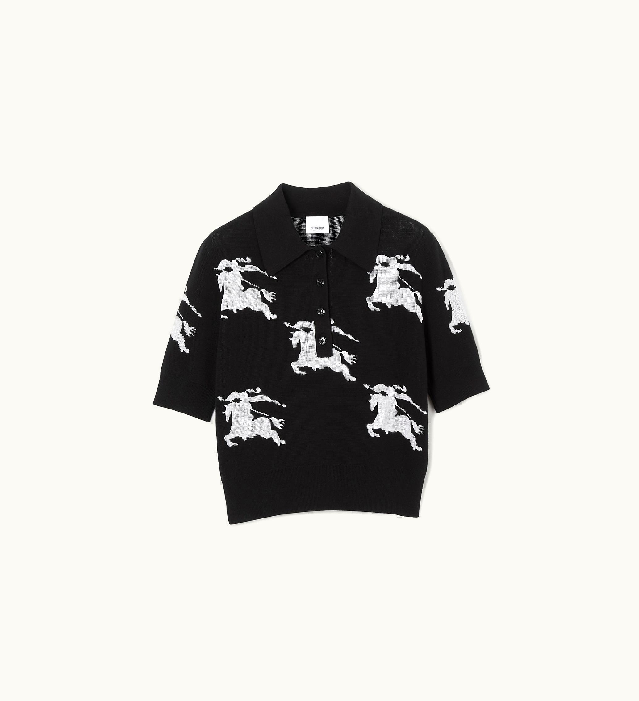 Burberry Burberry Ekd Cotton Silk Polo Shirt In Black / White - Women