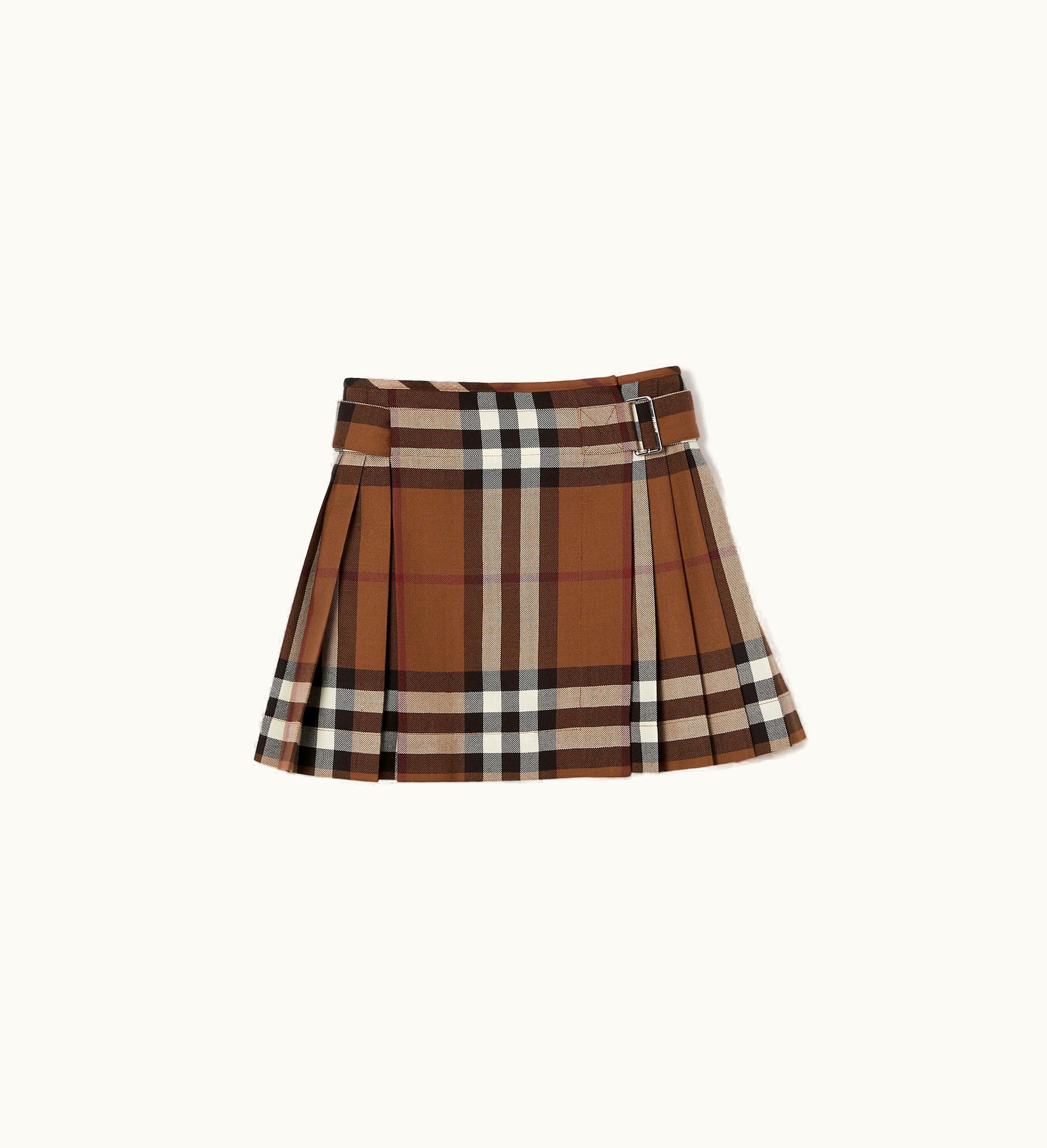 Burberry Burberry Pleated Check Wool Mini Kilt In Dark Birch Brown - Women