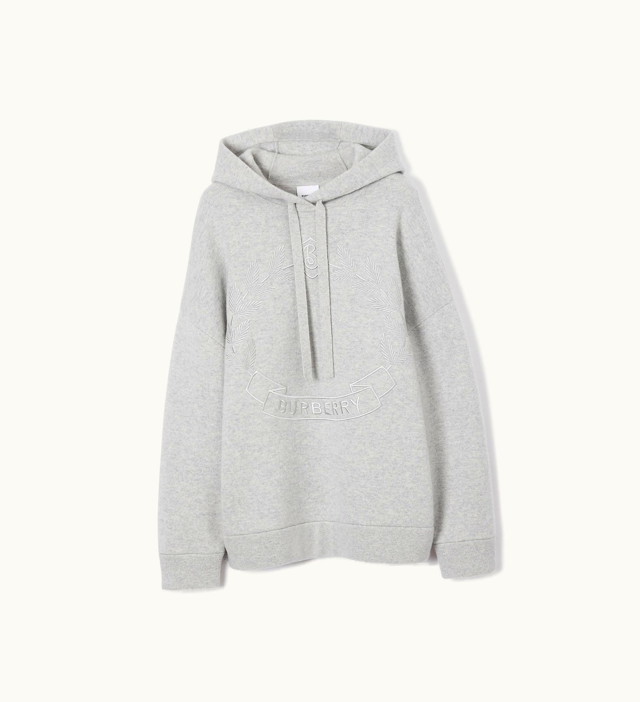 Burberry Burberry Oak Leaf Crest Cashmere Blend Hoodie In Light Grey Melange - Women