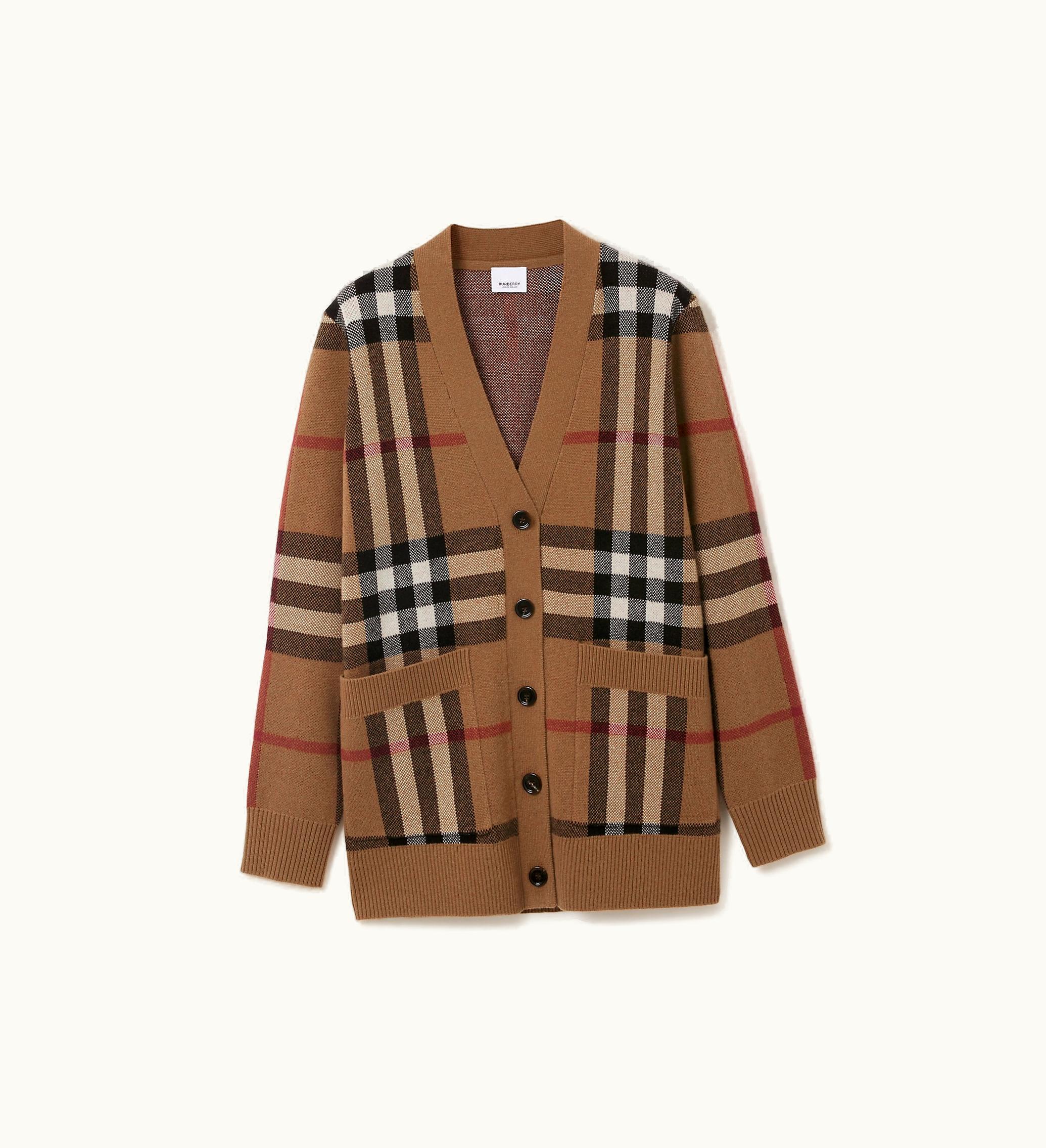 Burberry Burberry Check Wool Cashmere Cardigan In Birch Brown - Women