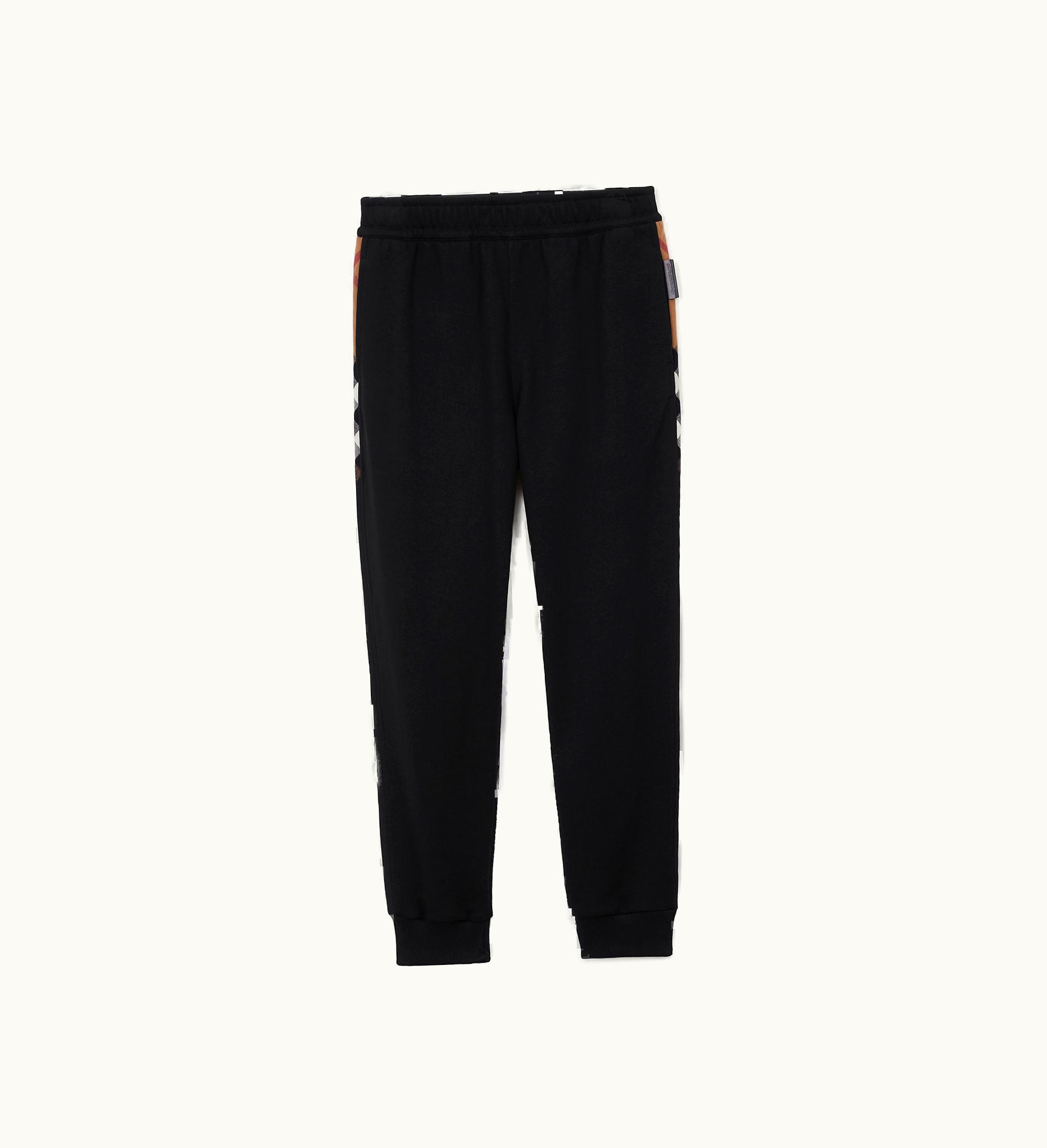 Burberry Burberry Check Trim Cotton Jogging Pants In Black - Women