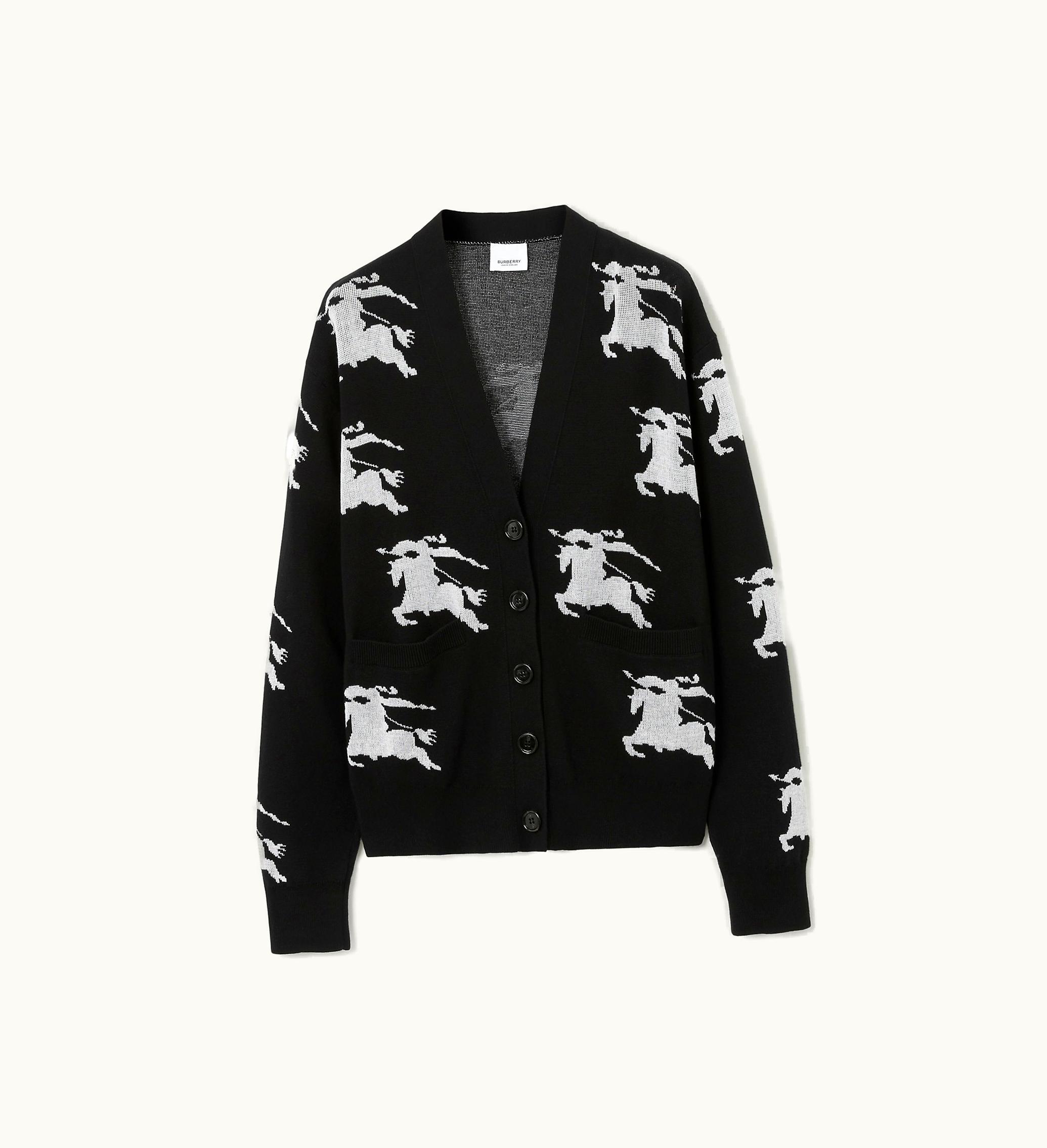 Burberry Burberry Ekd Cotton Silk Cardigan In Black / White - Women