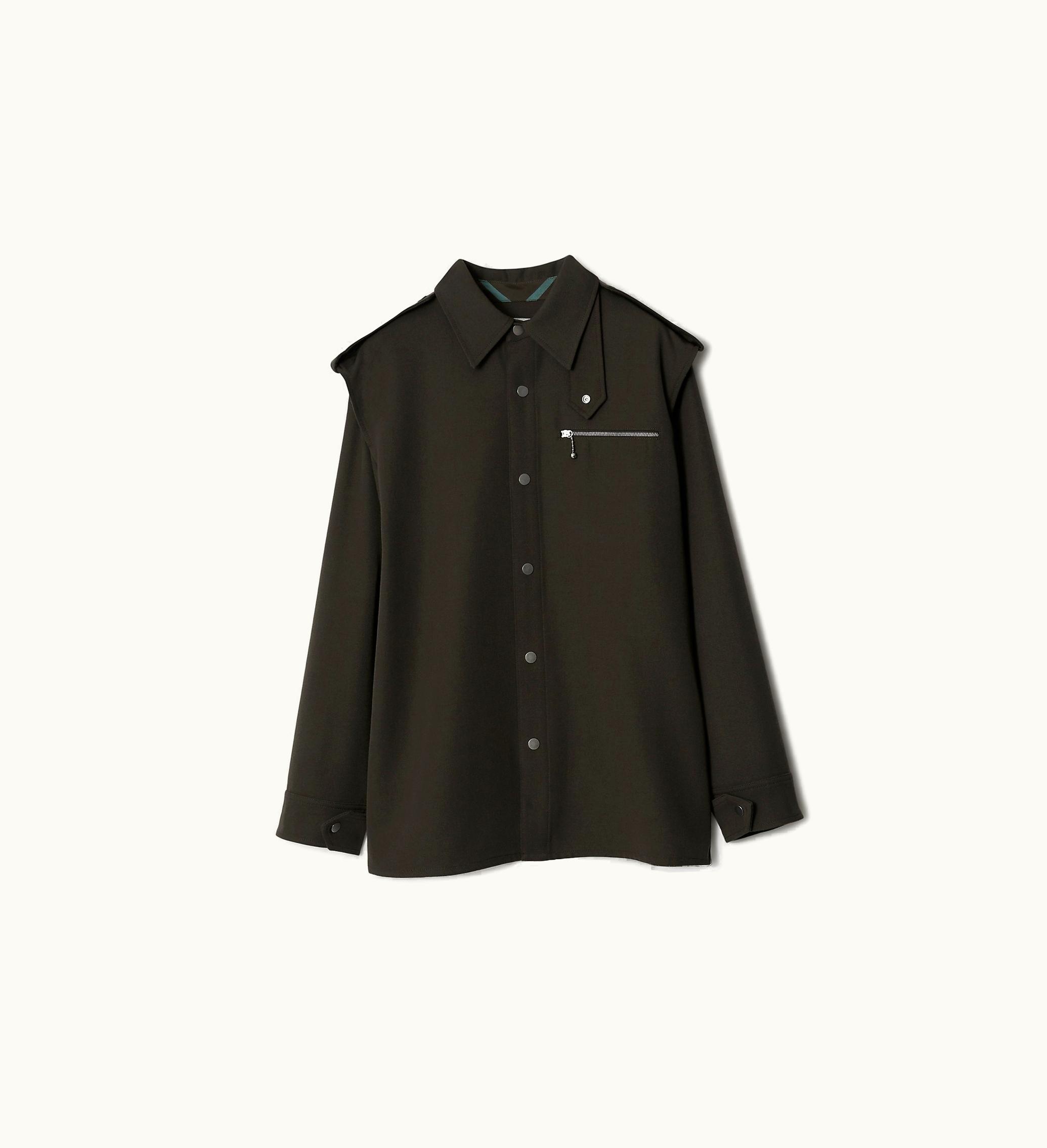 Burberry Burberry Wool Gabardine Shirt In Otter - Women, Technical