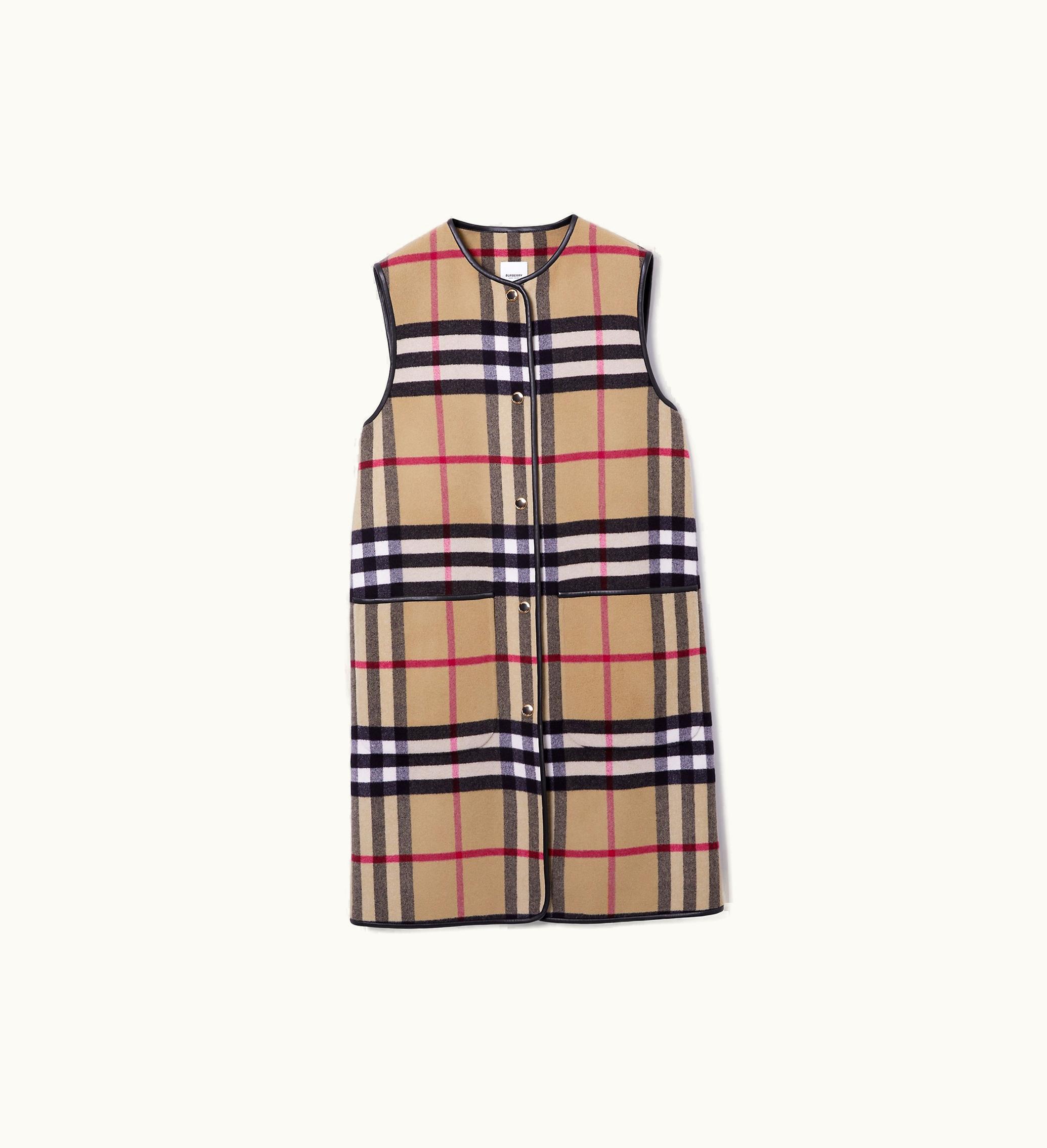 Burberry Burberry Check Wool Gilet In Archive Beige - Women