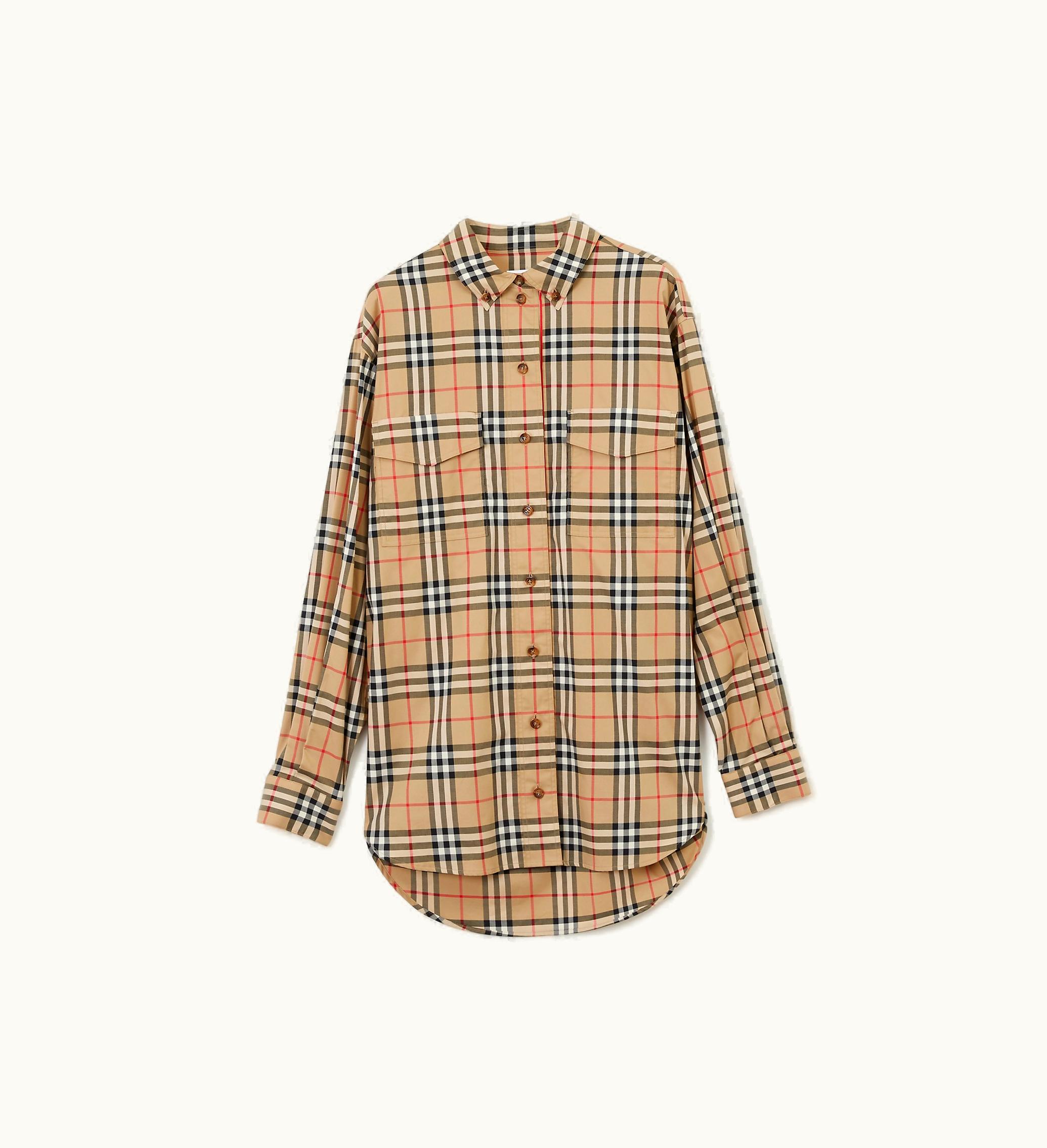 Burberry Burberry Oversized Check Stretch Cotton Shirt in Archive Beige - Women