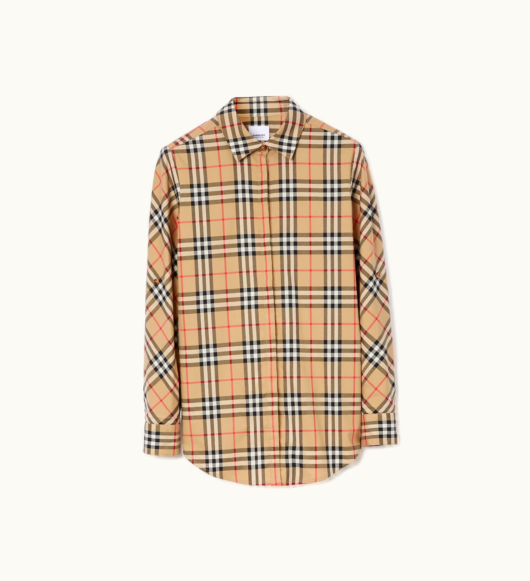 Burberry Burberry Vintage Check Stretch Cotton Twill Shirt - Women Archive Beige