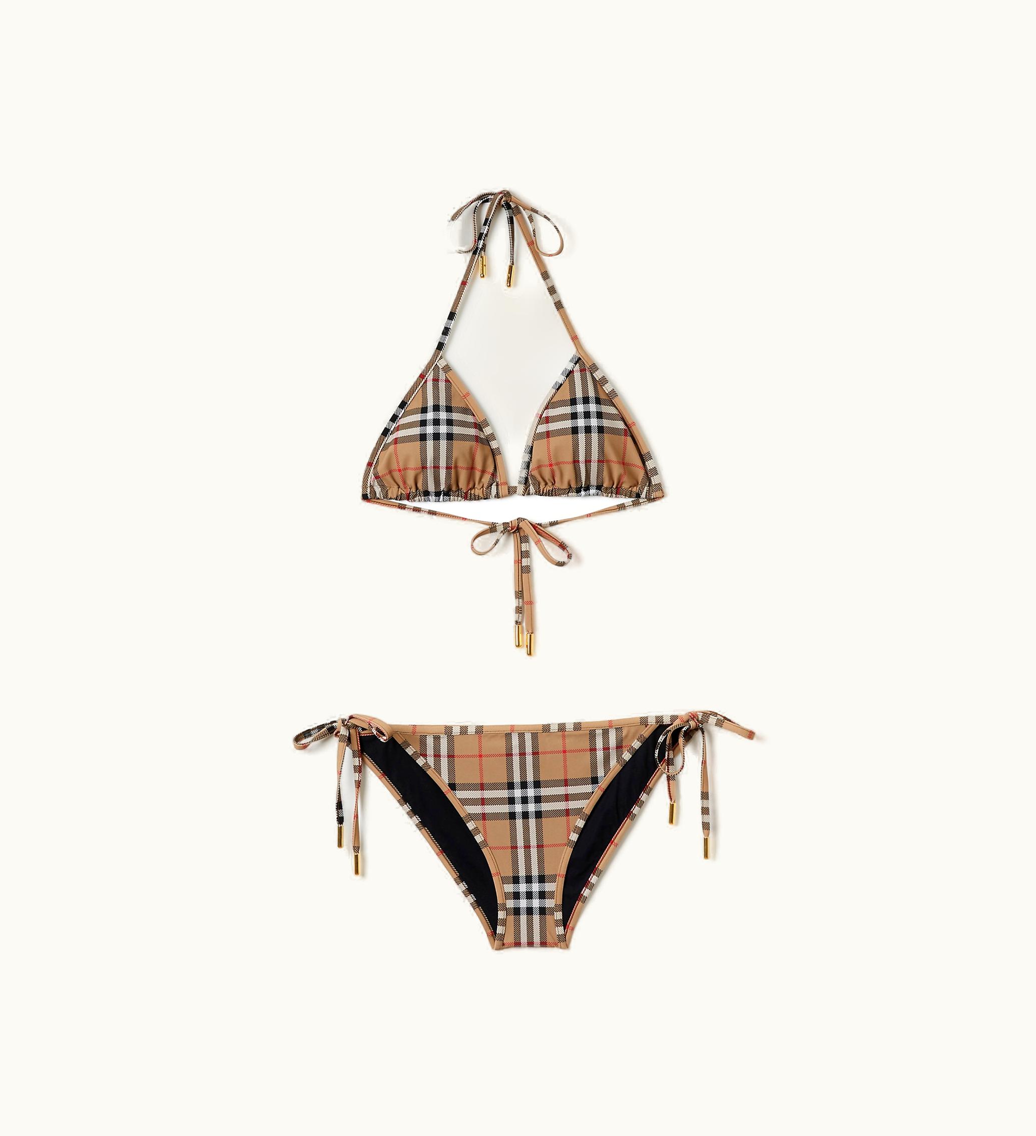 Burberry Burberry Check Triangle Bikini In Archive Beige - Women, Nylon