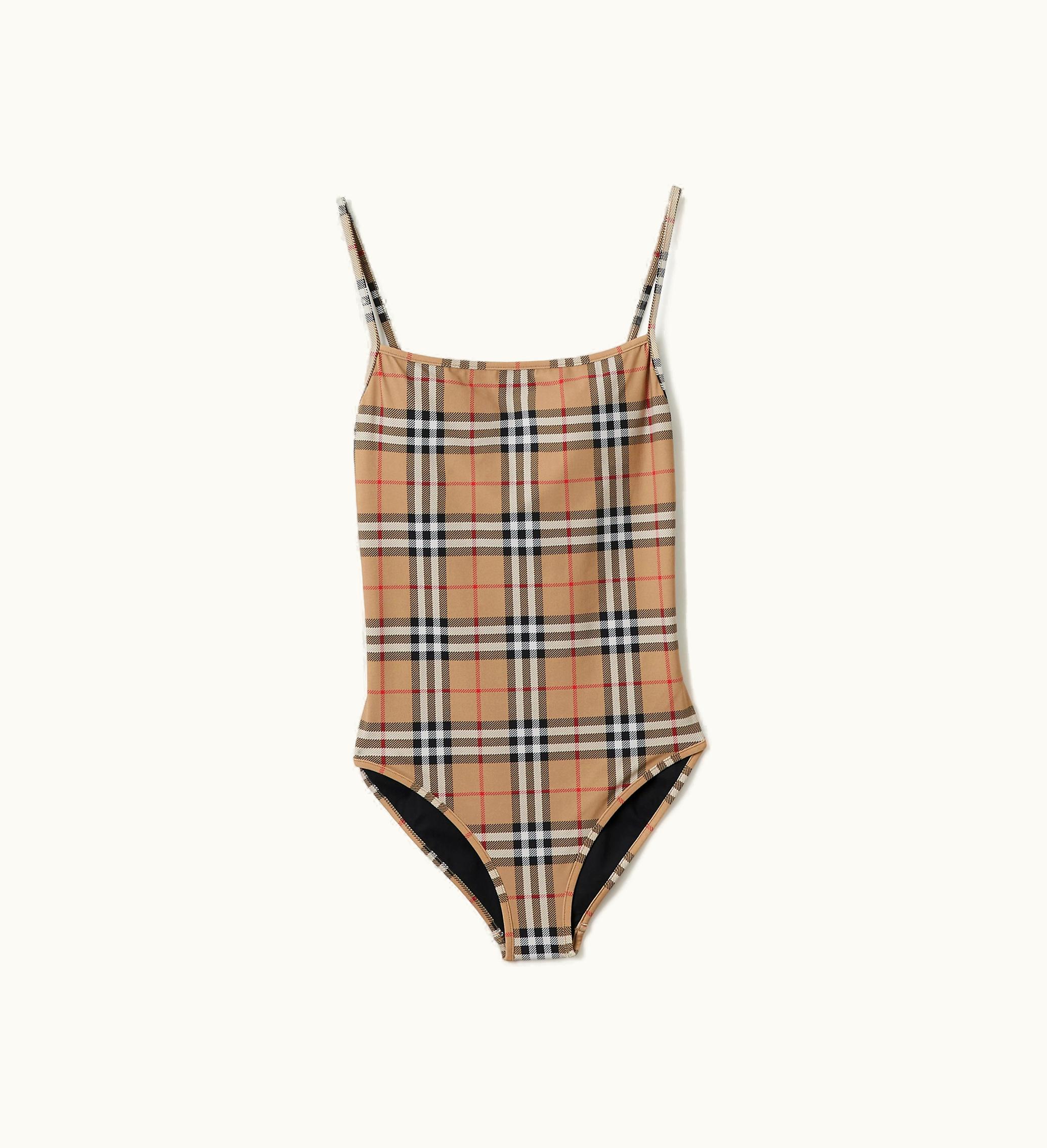 Burberry Burberry Check Swimsuit In Archive Beige - Women, Nylon