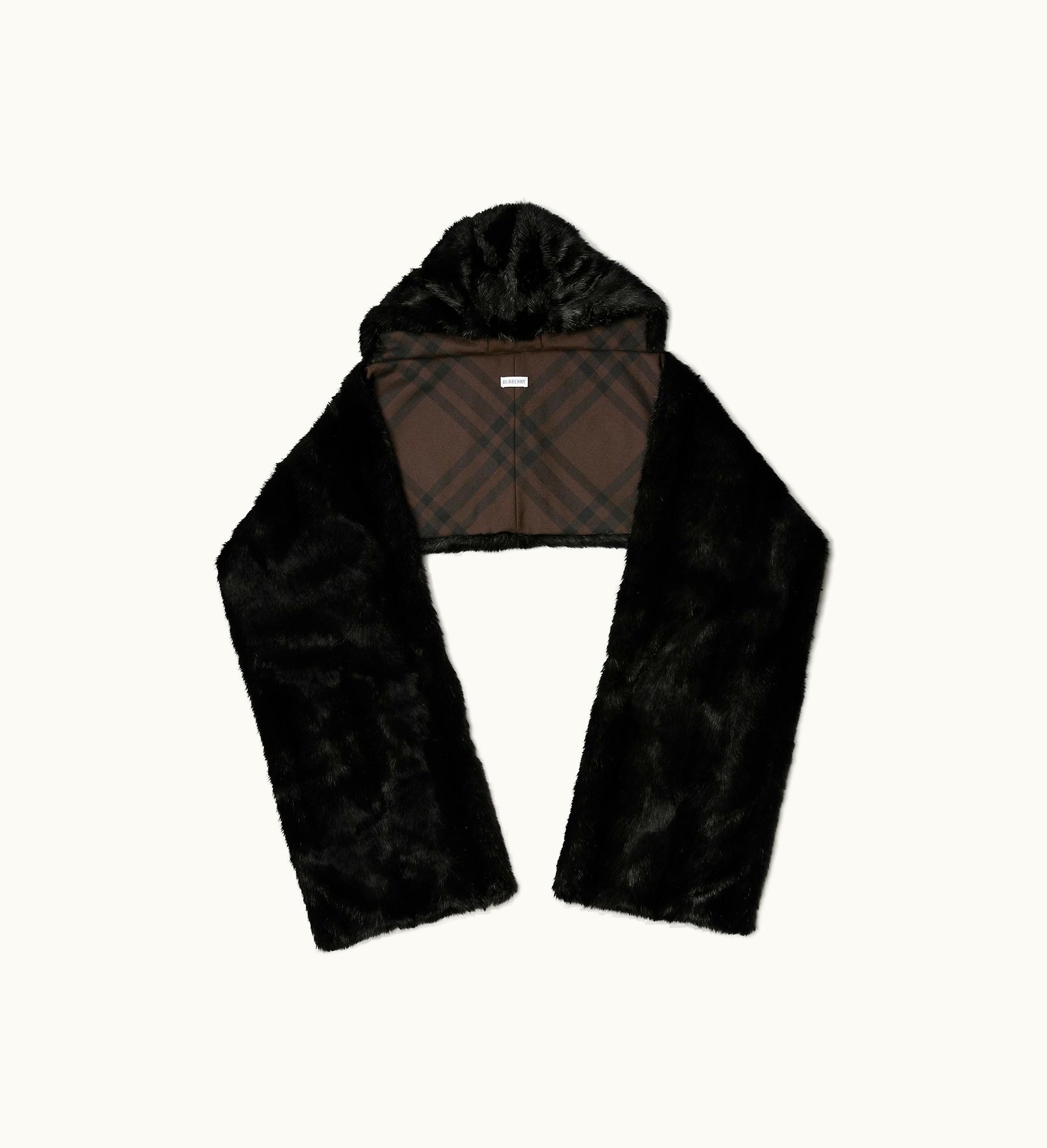 Burberry Burberry Faux Fur Hooded Scarf In Black