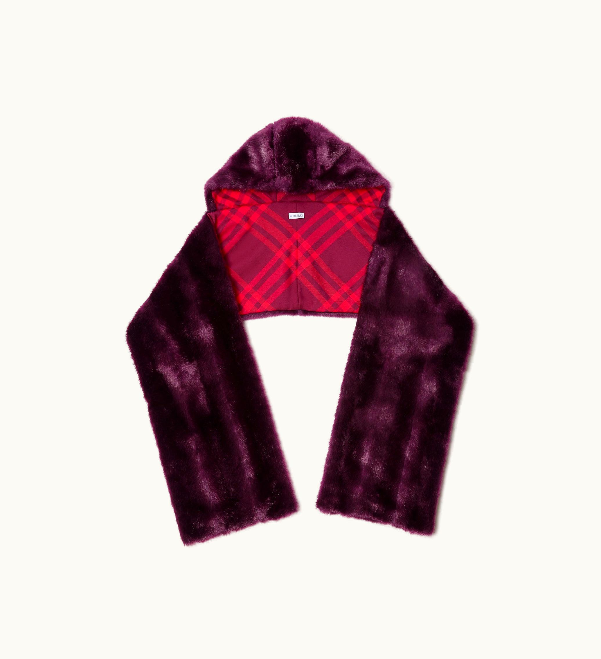 Burberry Burberry Faux Fur Hooded Scarf In Clove - Women