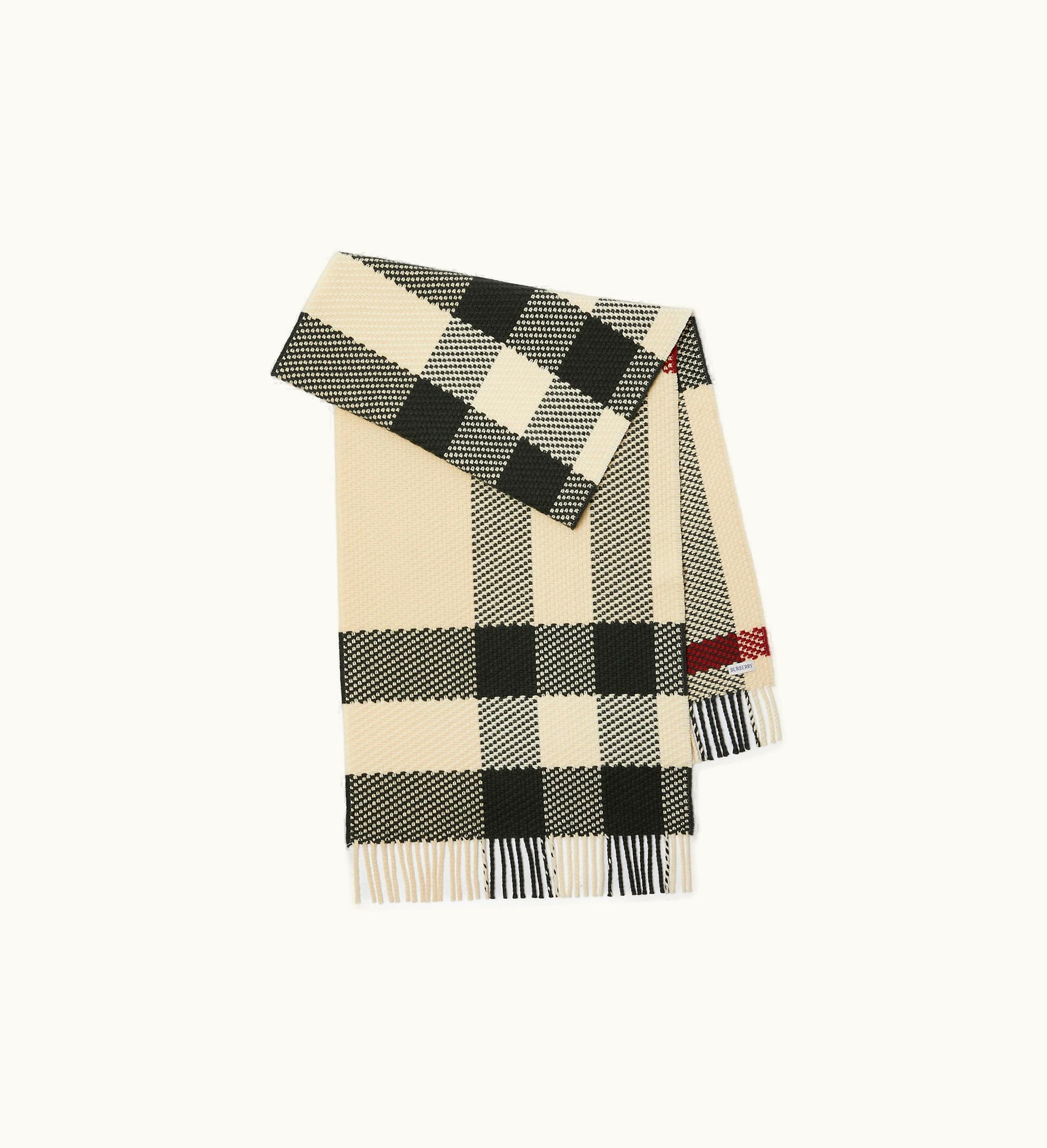 Burberry Burberry Check Wool Scarf In Stone - Women