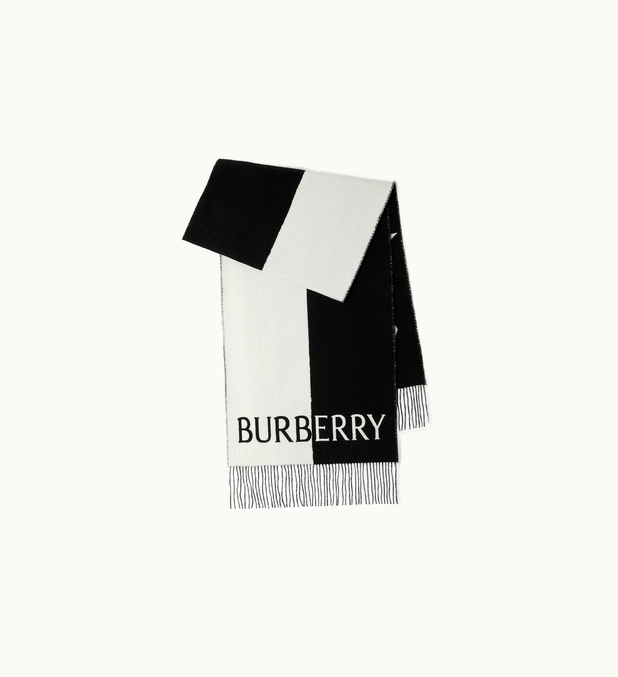 Burberry Burberry Ekd Wool Cashmere Scarf In Black / White