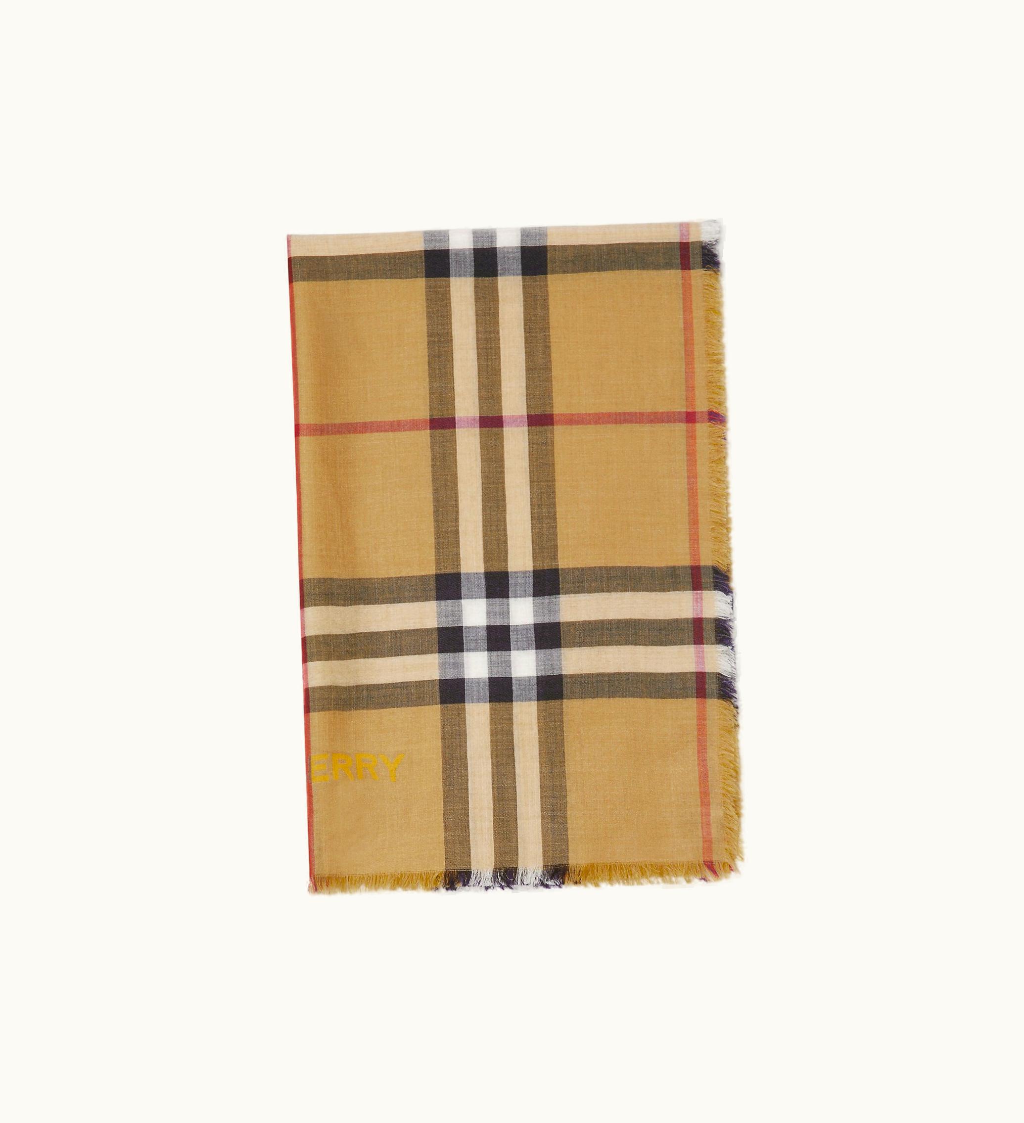 Burberry Burberry Reversible Check Wool Silk Scarf In Pear