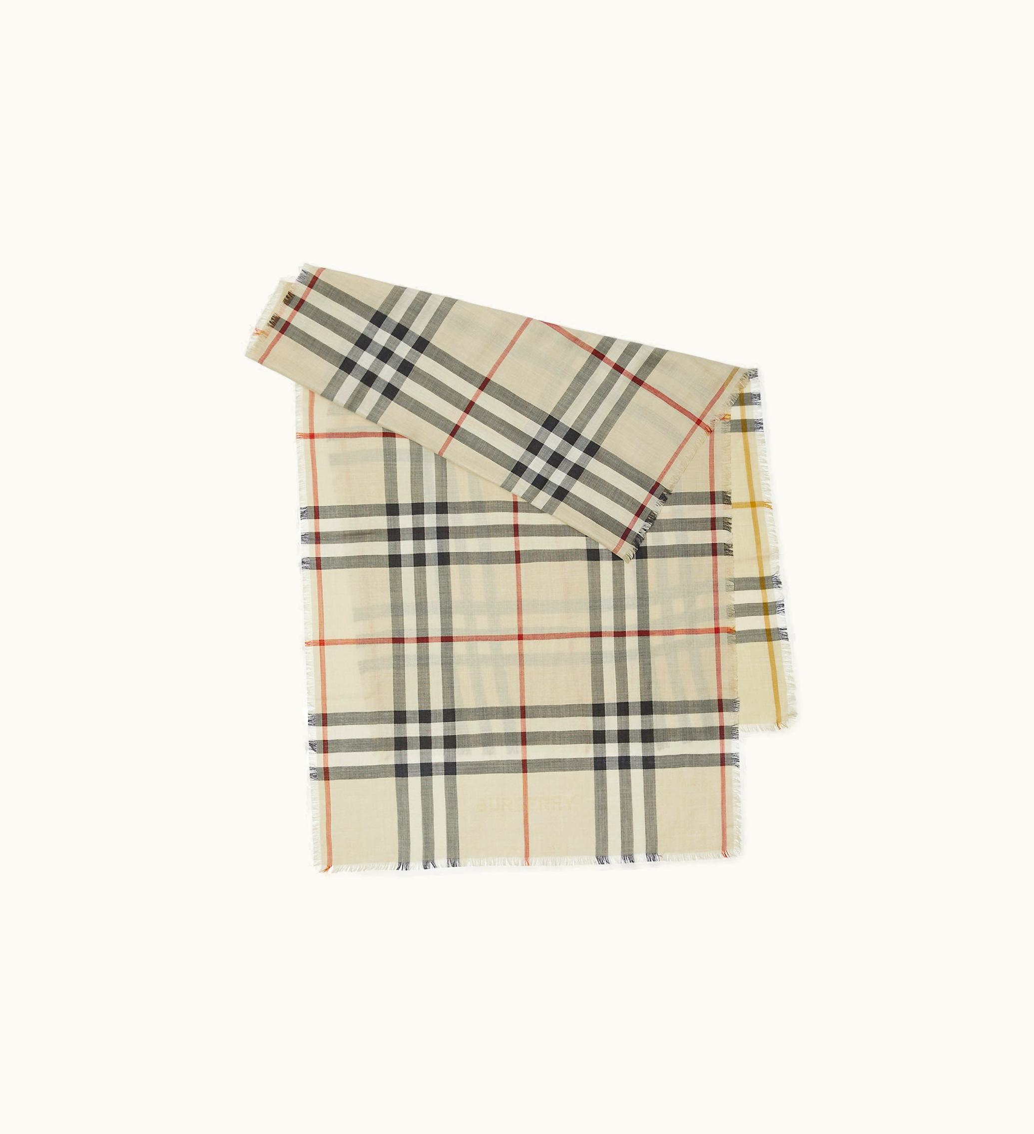 Burberry Burberry Reversible Check Wool Silk Scarf In Stone