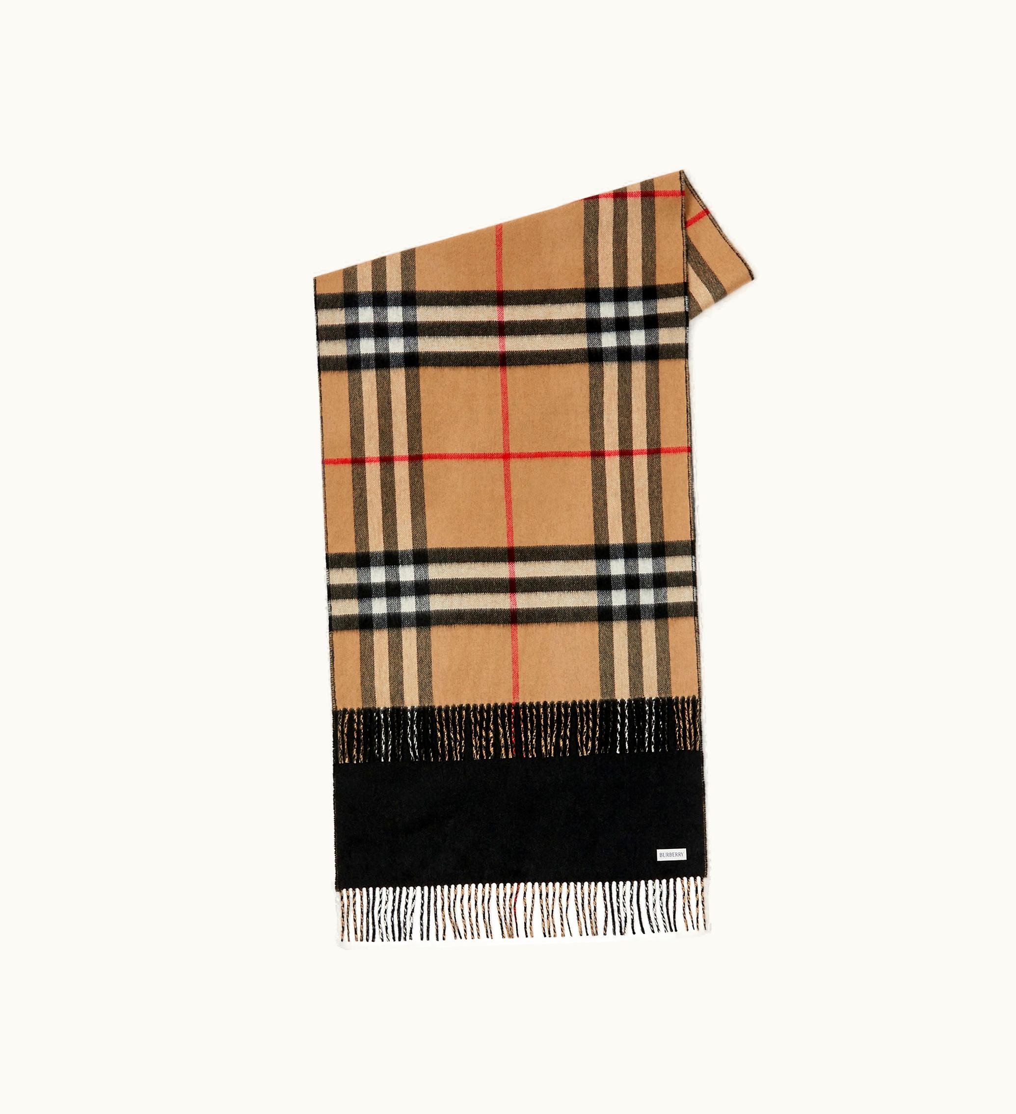 Burberry Burberry Reversible Check Cashmere Scarf In Archive Beige / Black Archive beige/black