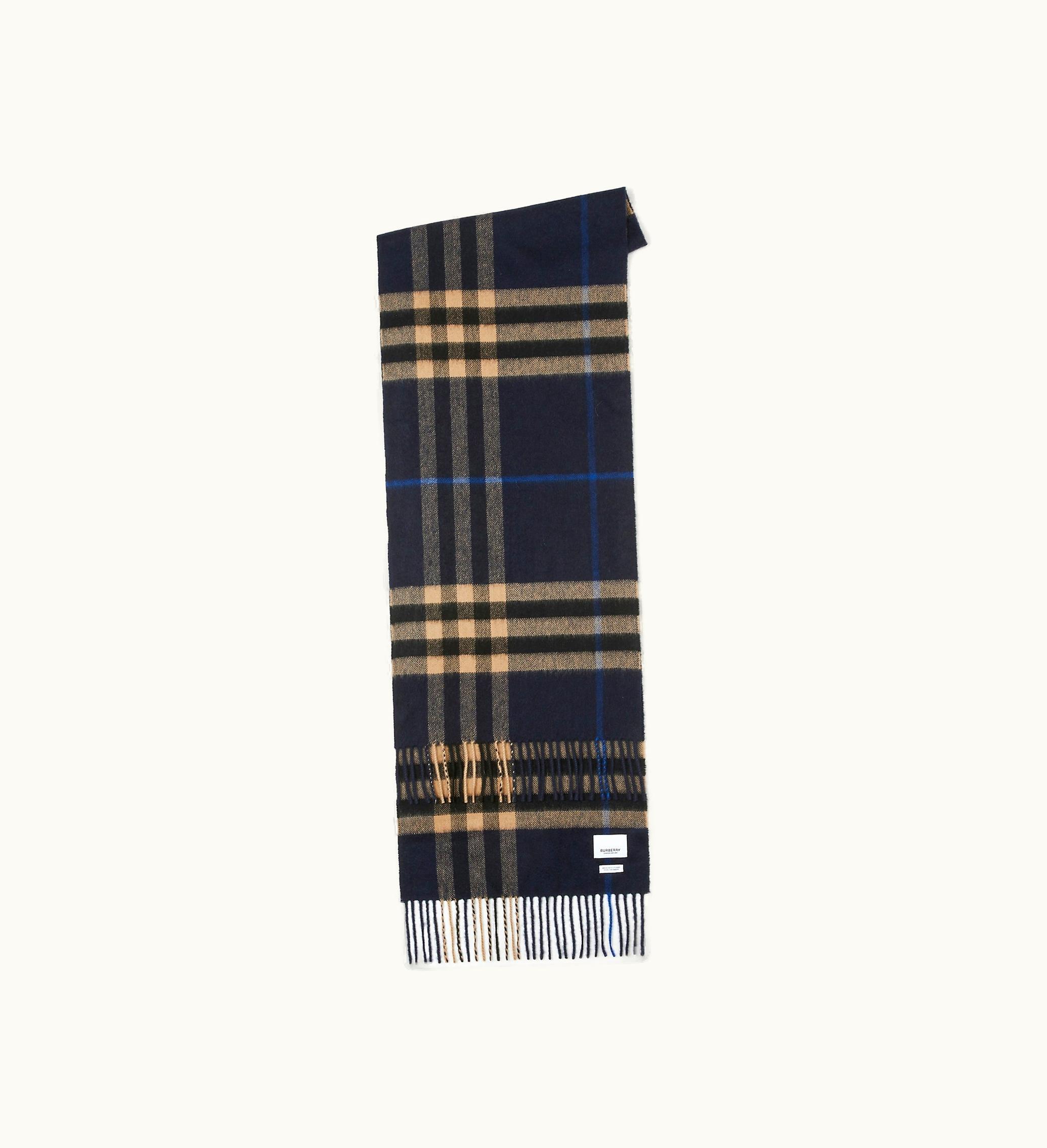 Burberry Burberry Check Cashmere Scarf In Indigo / Mid Camel