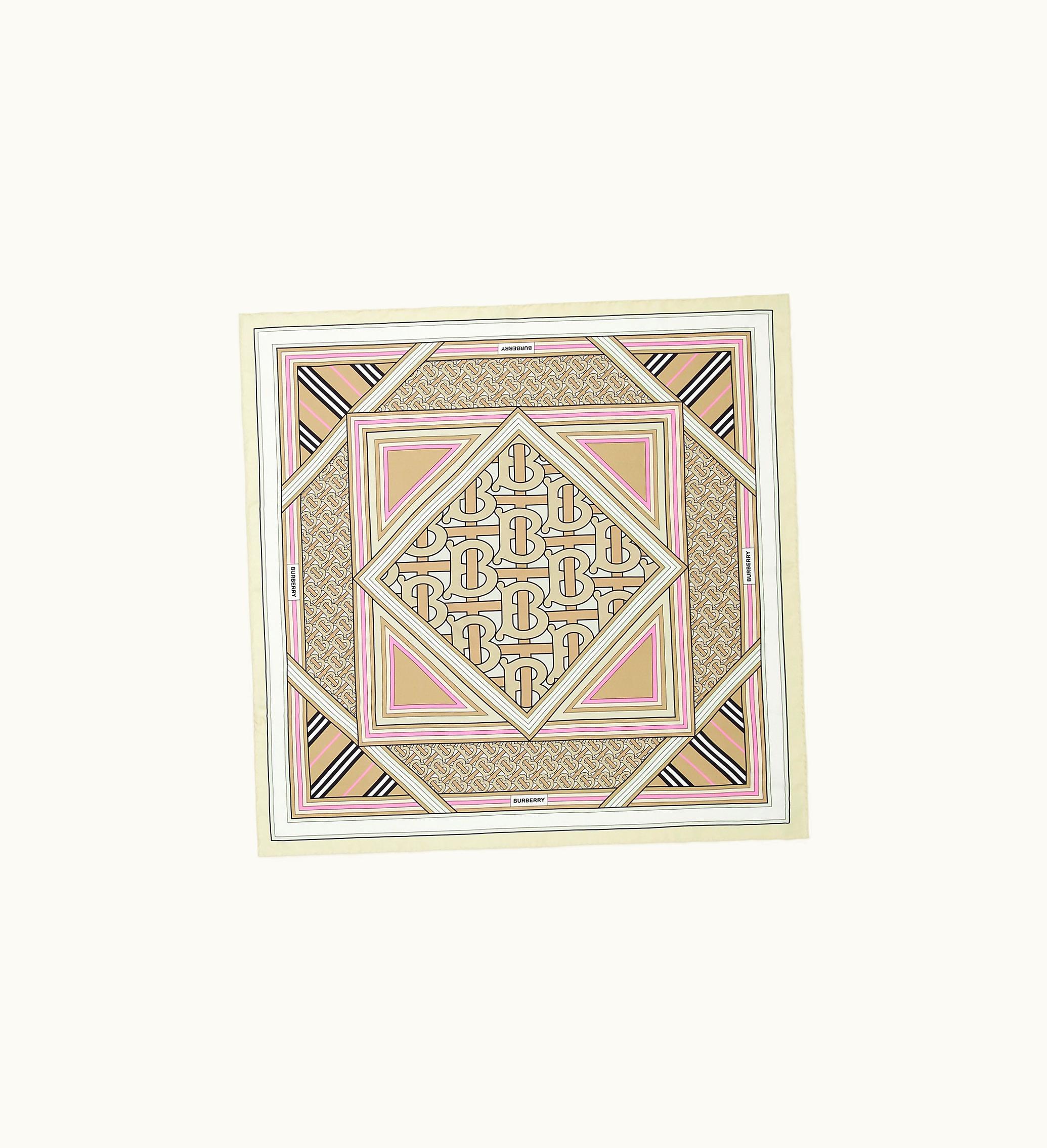 Burberry Burberry Montage Print Silk Square Scarf In Beige / Pale Pink