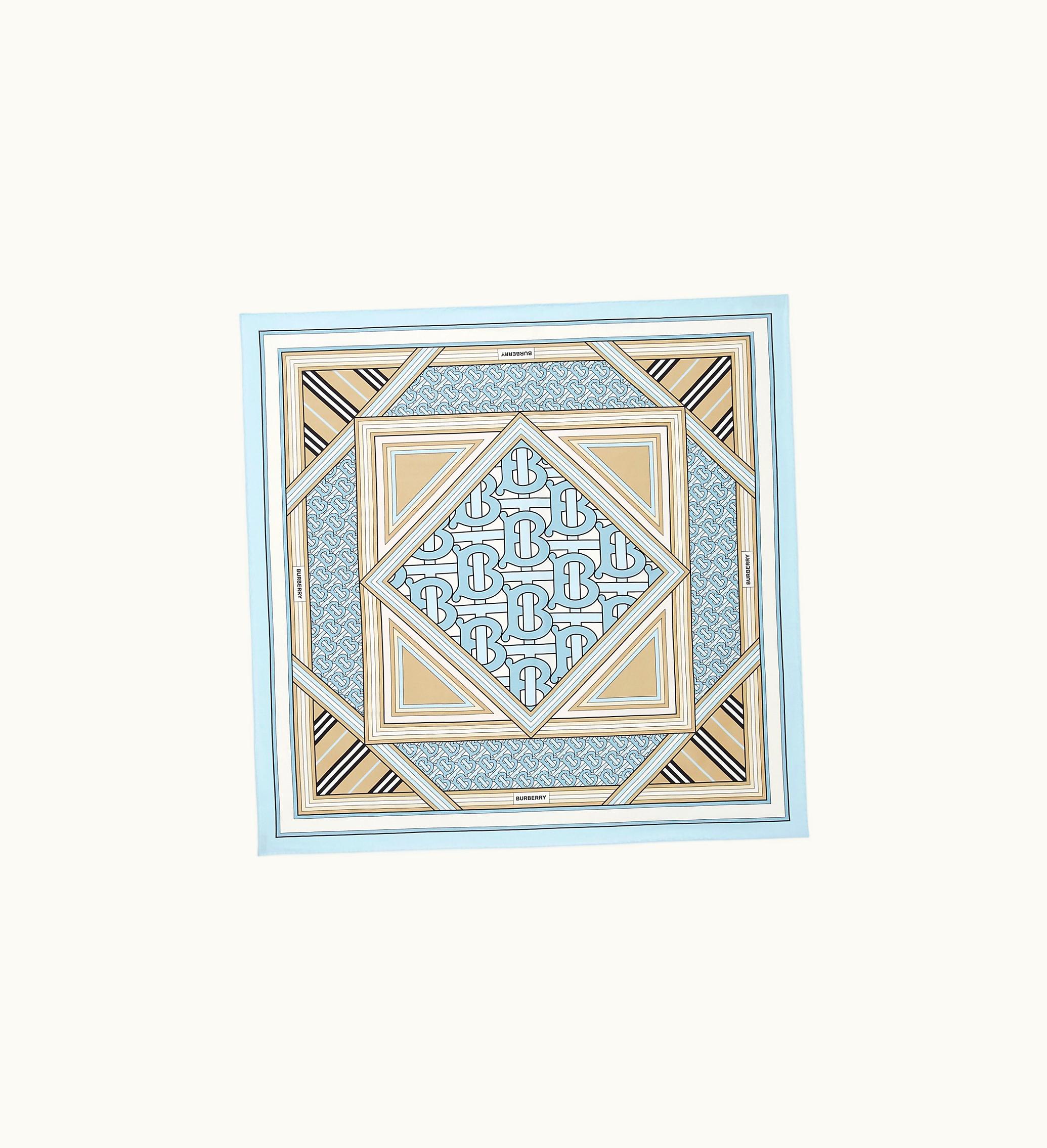 Burberry Burberry Montage Print Silk Square Scarf In Pale Blue / Pistachio