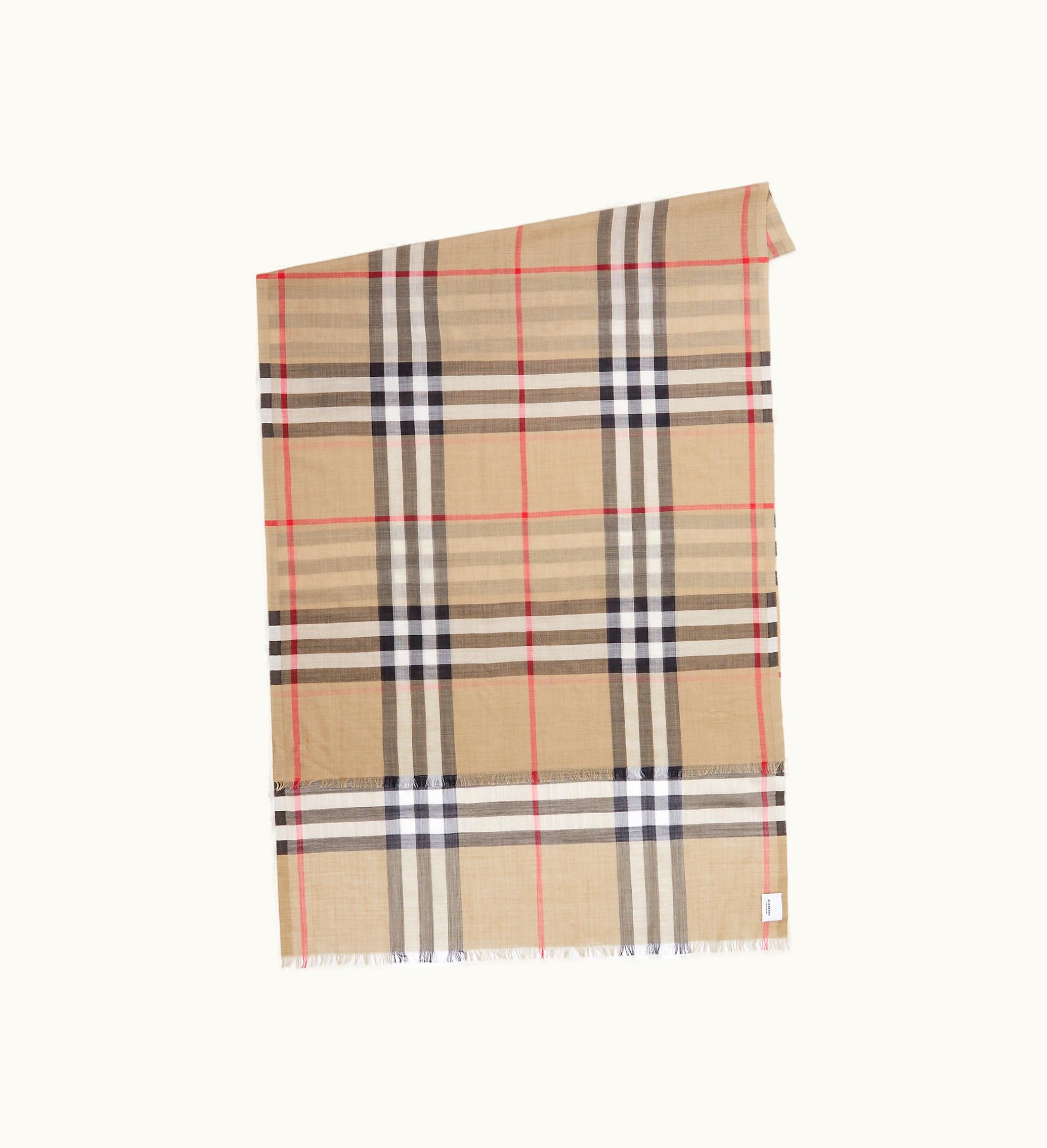 Burberry Burberry Check Wool Silk Scarf In Archive Beige Archive beige