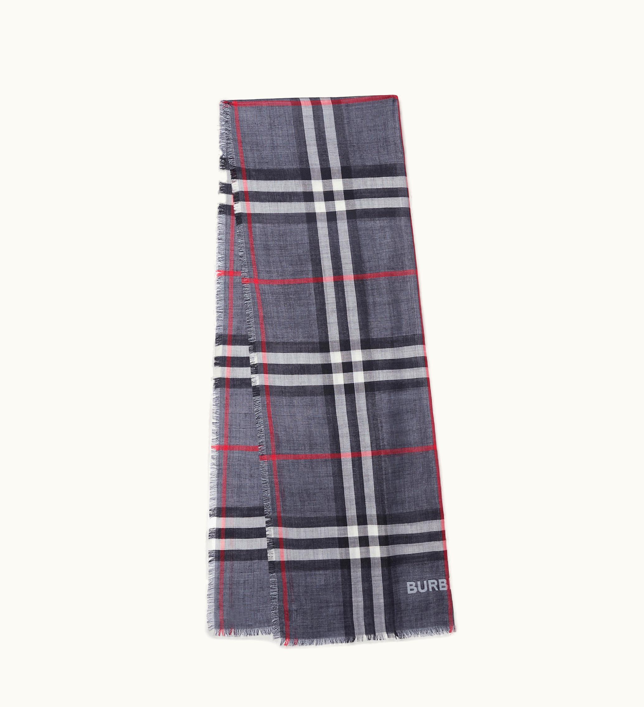 Burberry Burberry Reversible Check Wool Silk Scarf In Navy