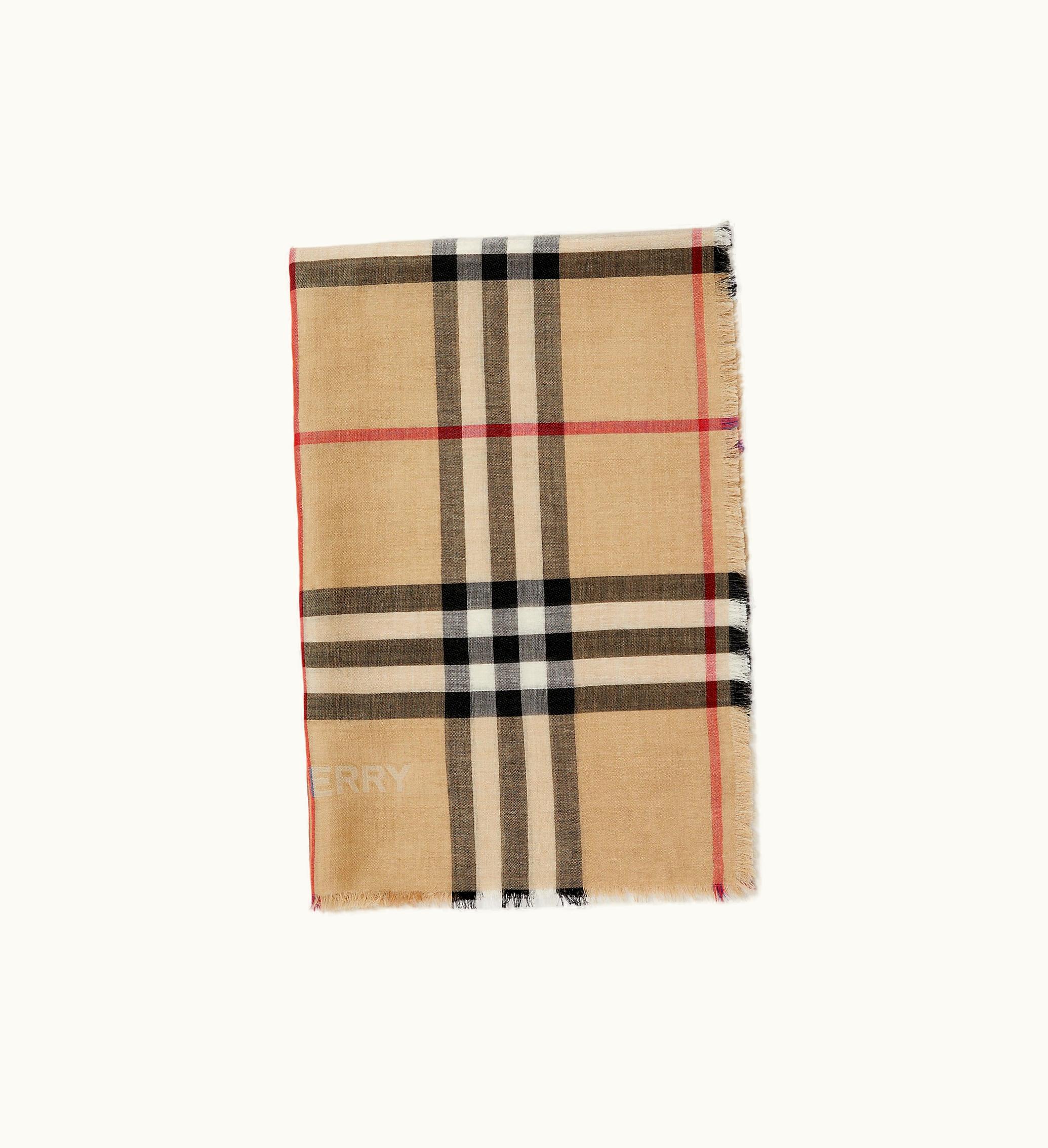 Burberry Burberry Reversible Check Wool Silk Scarf In Sand / Lichen
