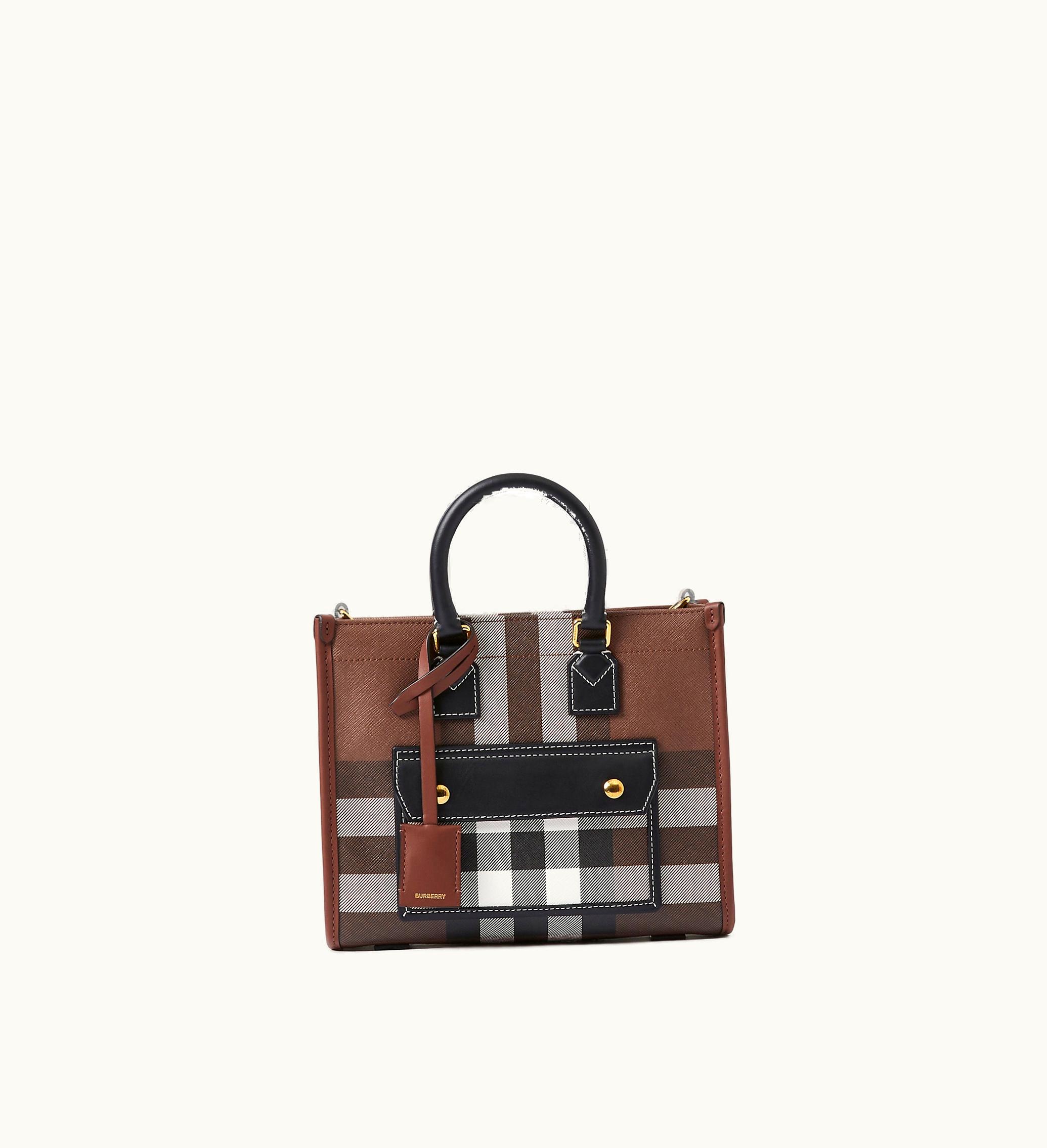 Burberry Burberry Mini Freya Tote In Dark Birch Brown - Women